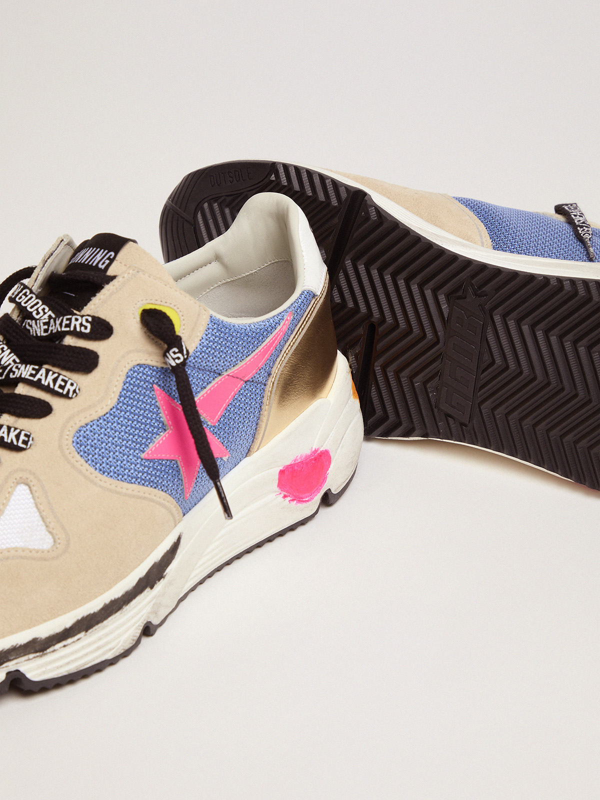 Running Sole sneakers in suede with gold detail | Golden Goose