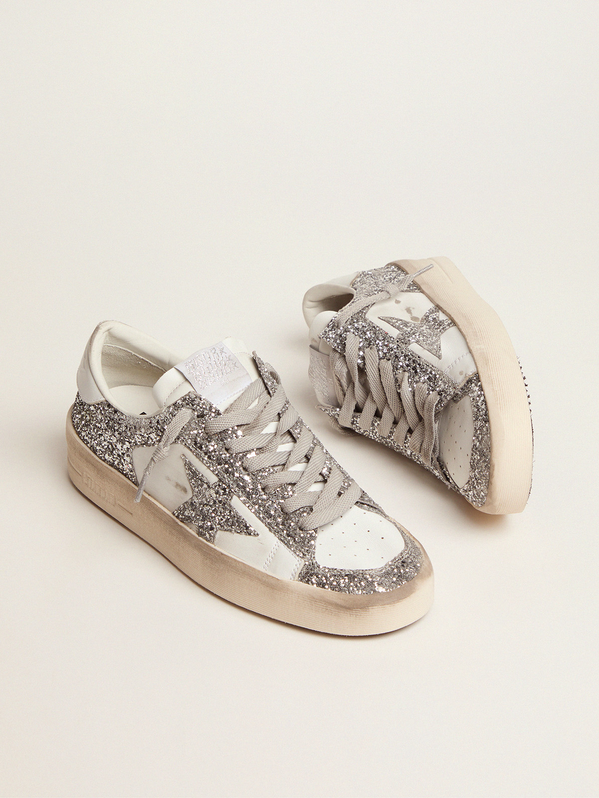 Women's Stardan sneakers with silver glitter | Golden Goose