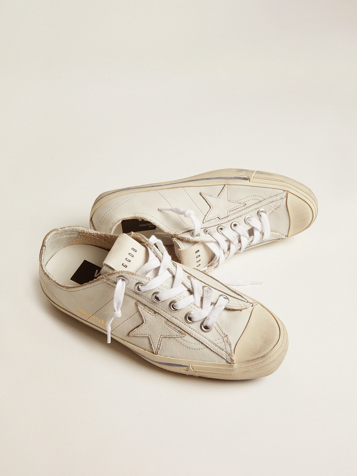 Women's V-Star in vintage effect leather | Golden Goose