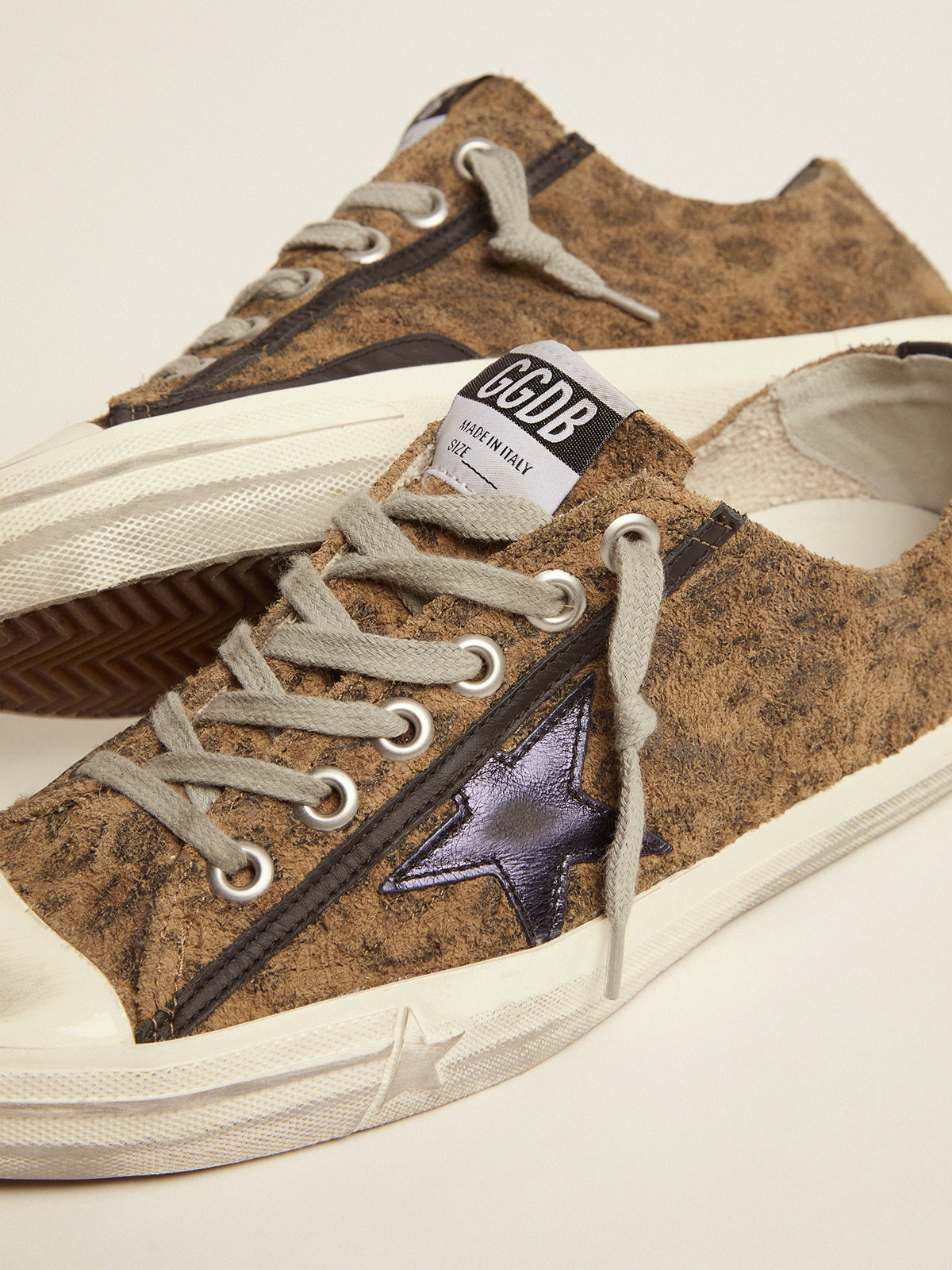 V-star LTD sneakers in leopard-print suede with a black laminated leather  star | Golden Goose