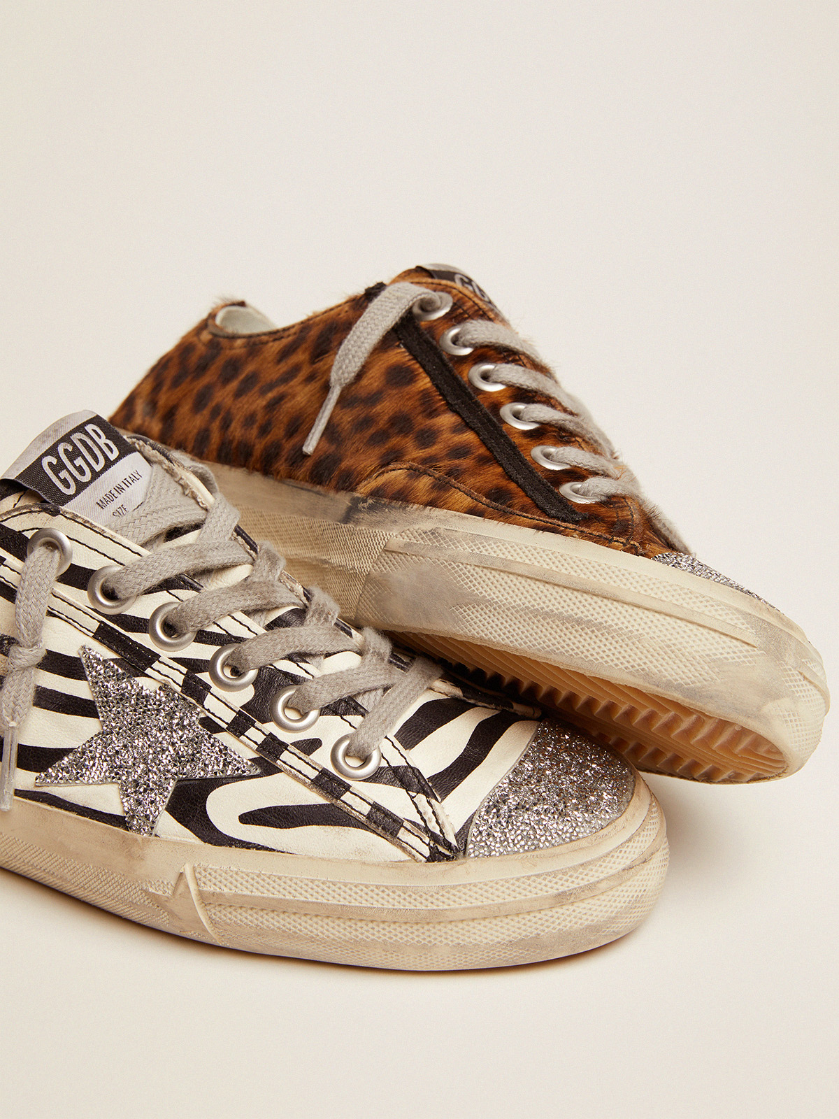 V-Star LTD sneakers in animal-print leather with Swarovski crystal star |  Golden Goose
