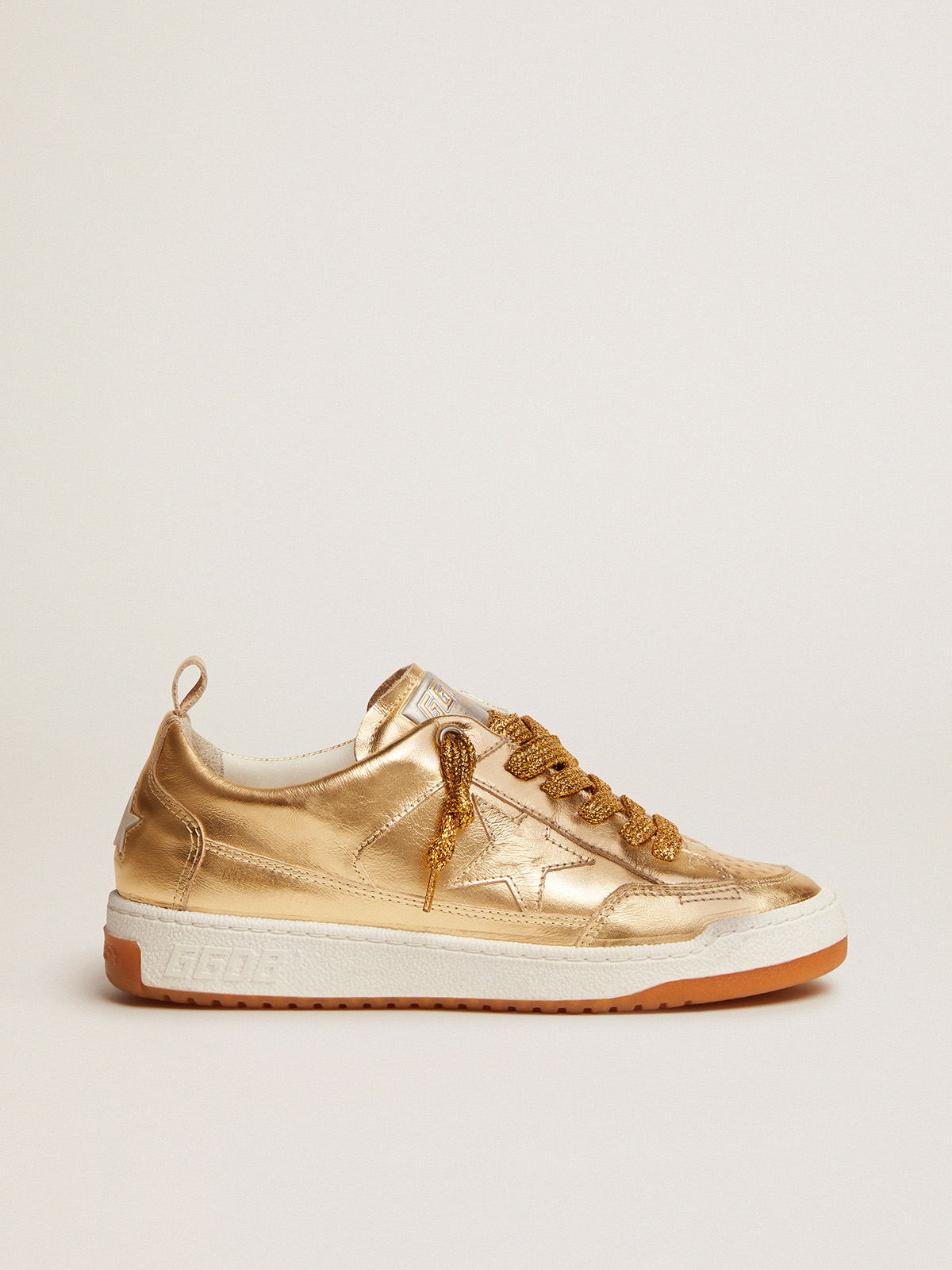 Gold store leather sneakers