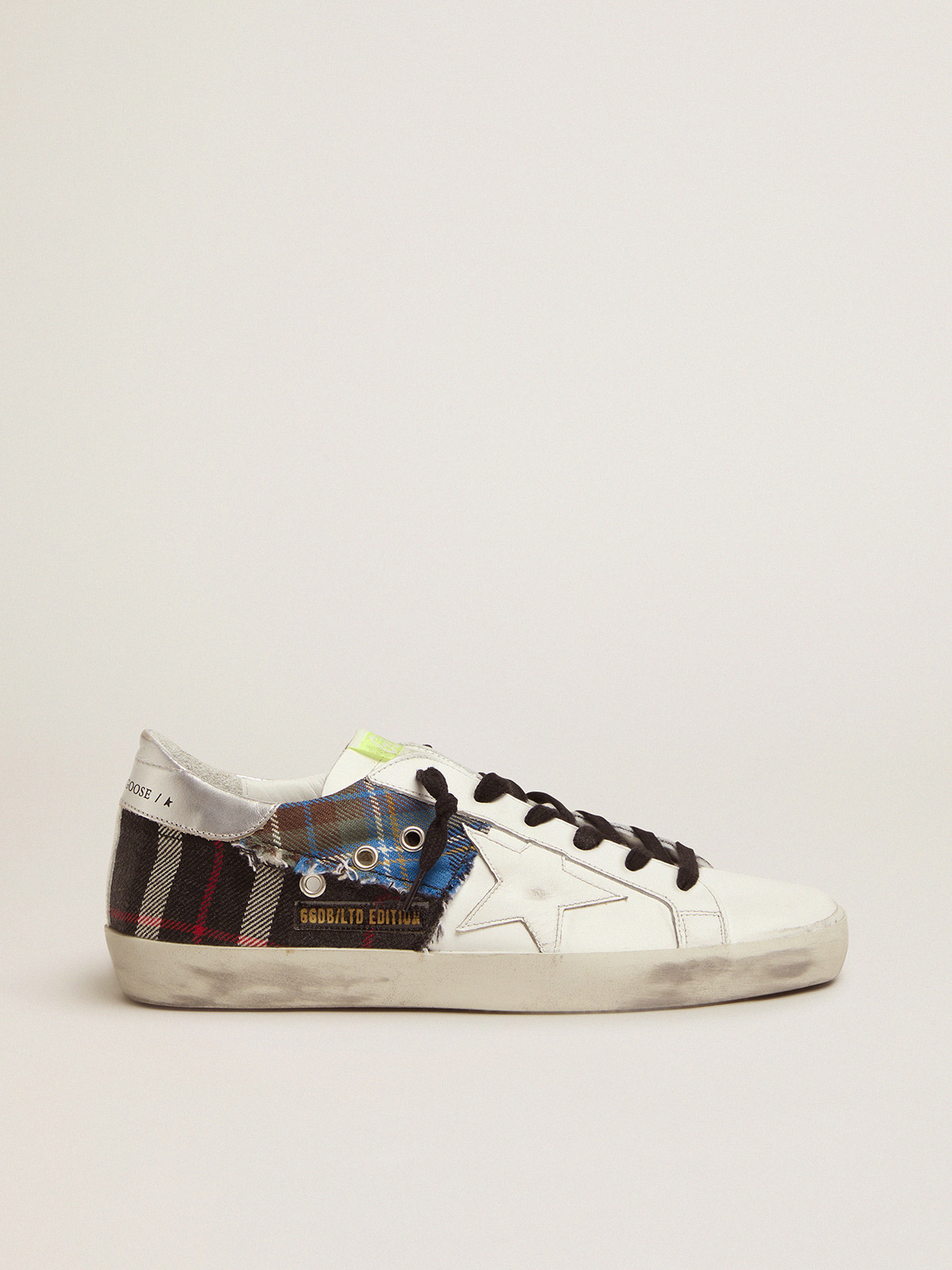 Women\'s Limited Edition LAB white Super-Star sneakers with tartan insert |  Golden Goose