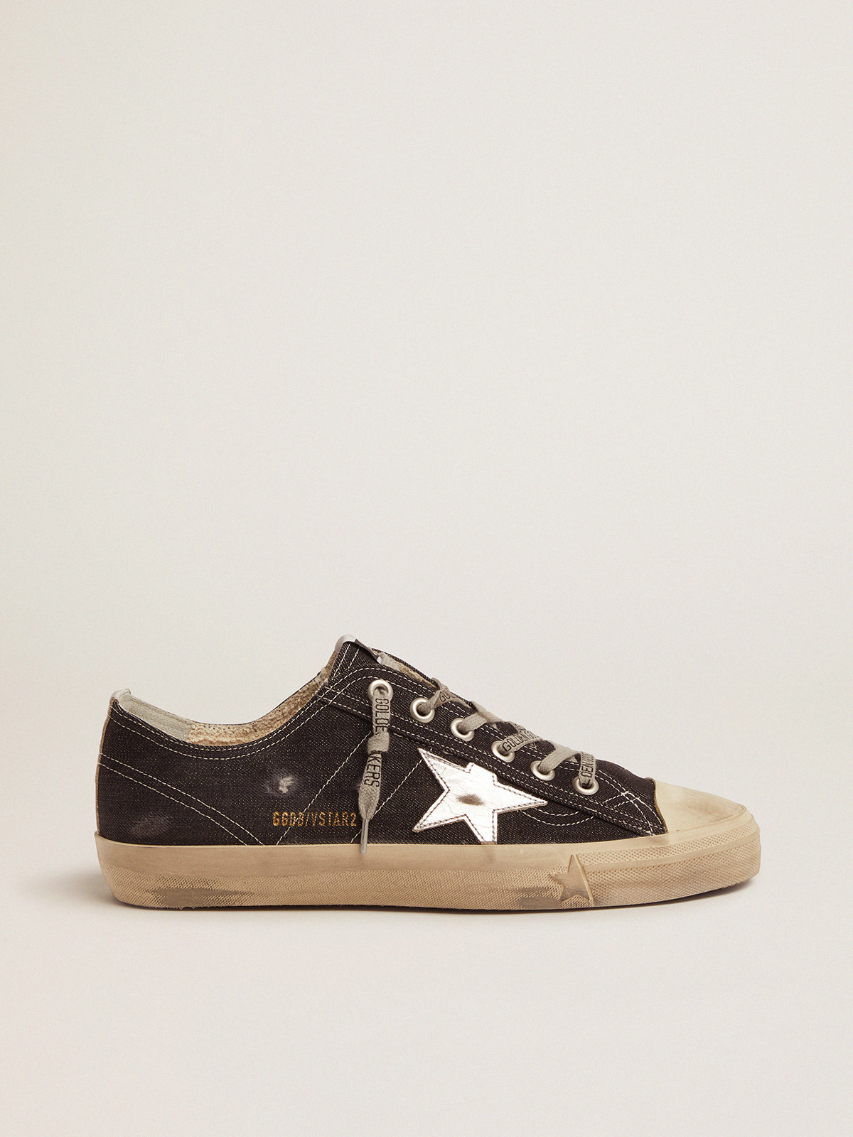 V-Star LTD sneakers in denim with silver star and vertical strip | Golden  Goose