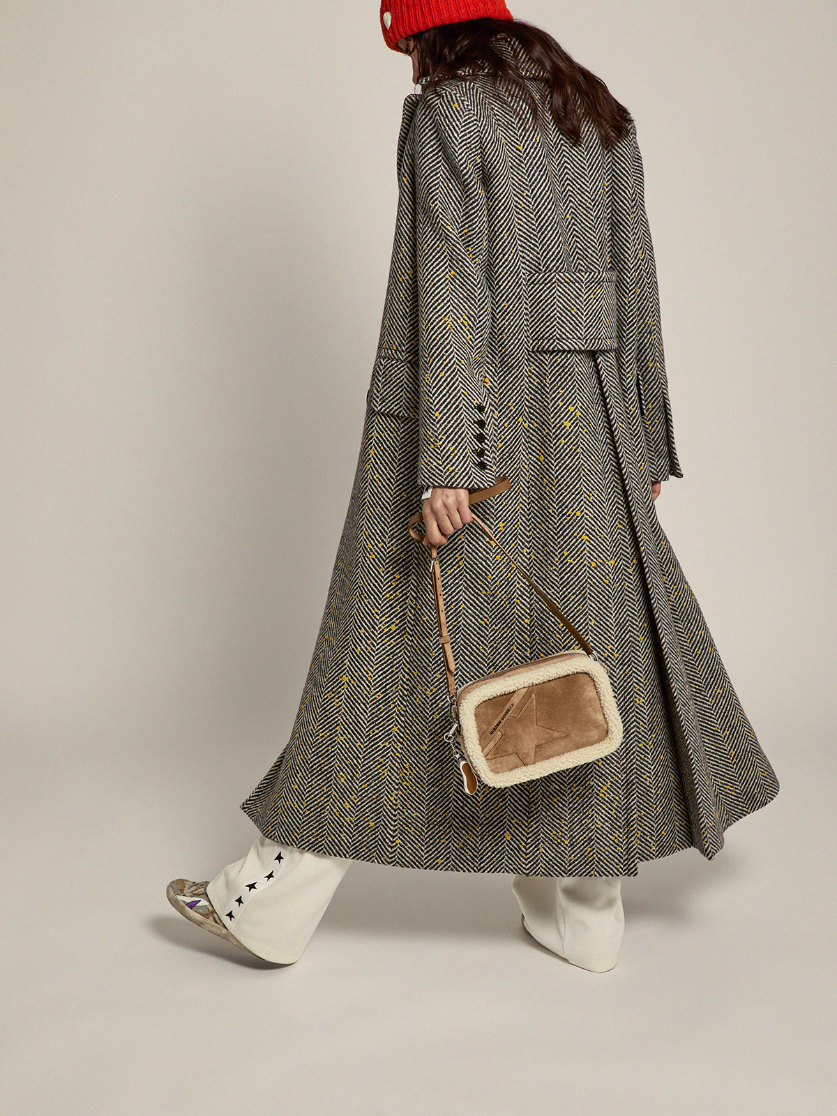 Women's long grey wool coat | Golden Goose