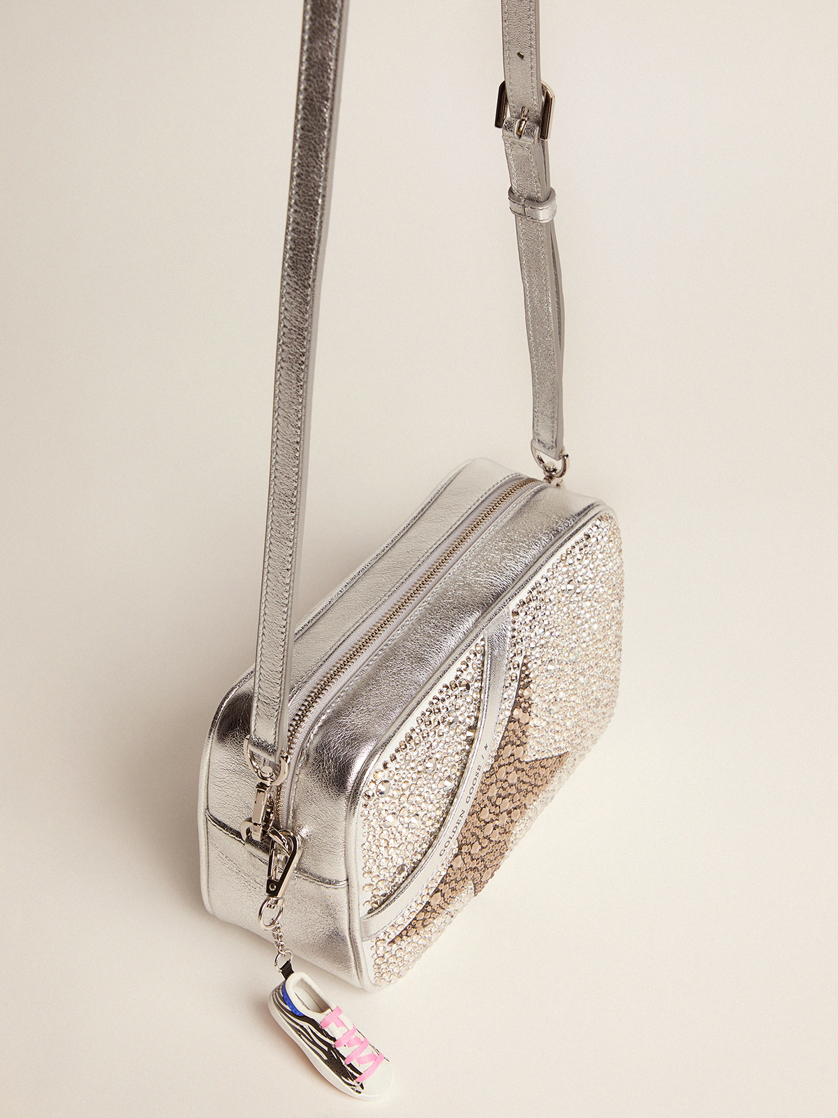Star Bag made of laminated leather with Swarovski crystals