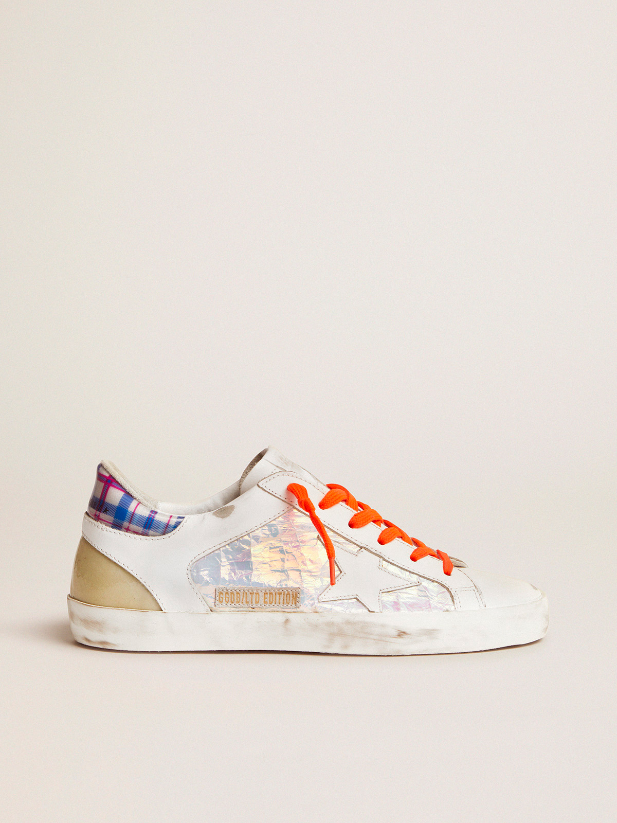Women's Limited Edition LAB Super-Star with holographic and tartan upper | Golden Goose