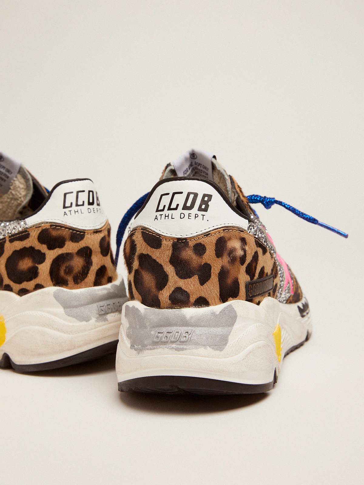 Running Sole sneakers in leopard-print pony skin with glitter inserts |  Golden Goose