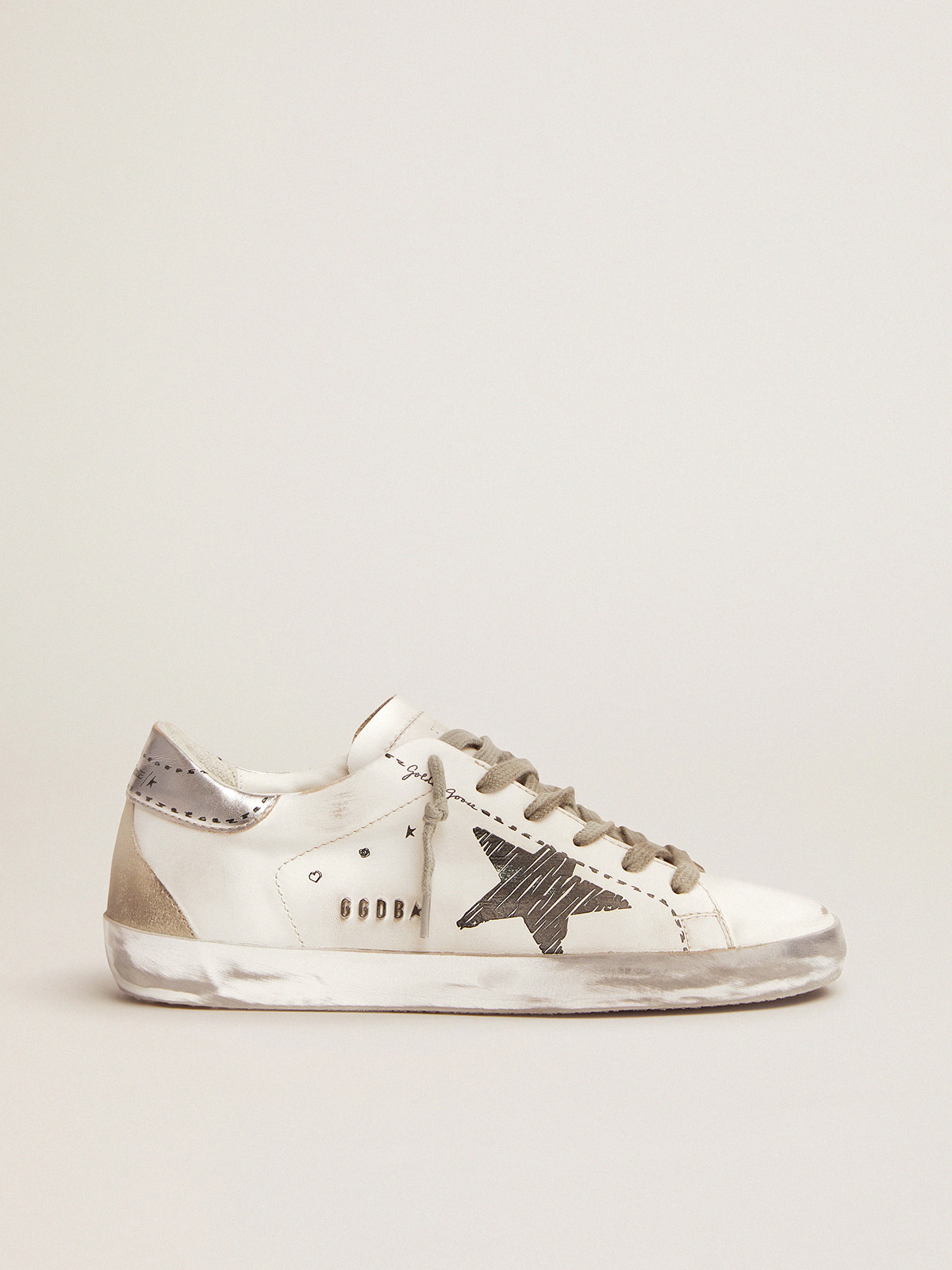 Super-Star sneakers with silver laminated leather heel tab and