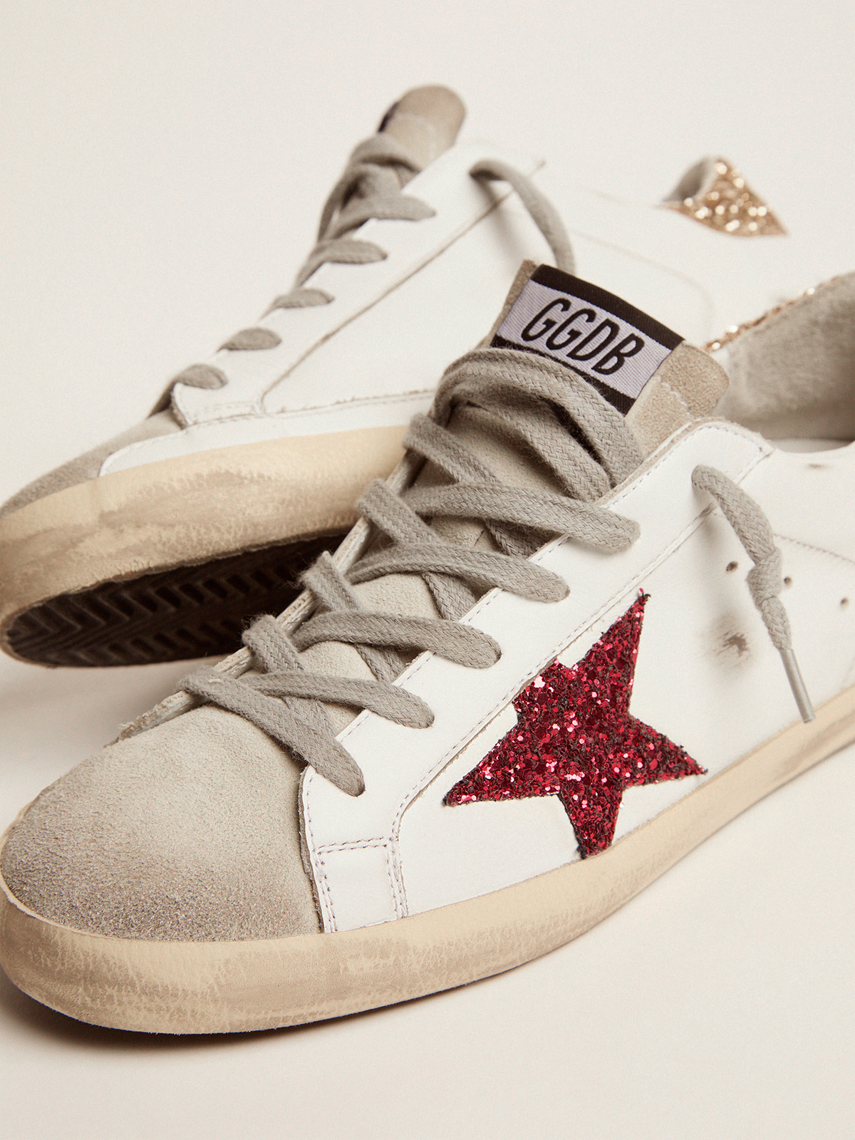 Super-Star sneakers with colored glitter star and heel tab | Golden Goose
