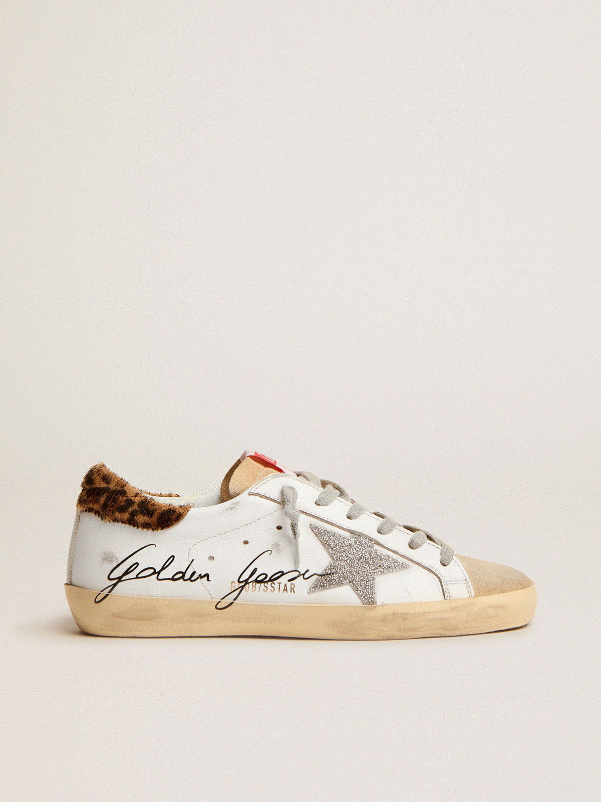 Super-Star sneakers with leopard-print pony skin heel tab and