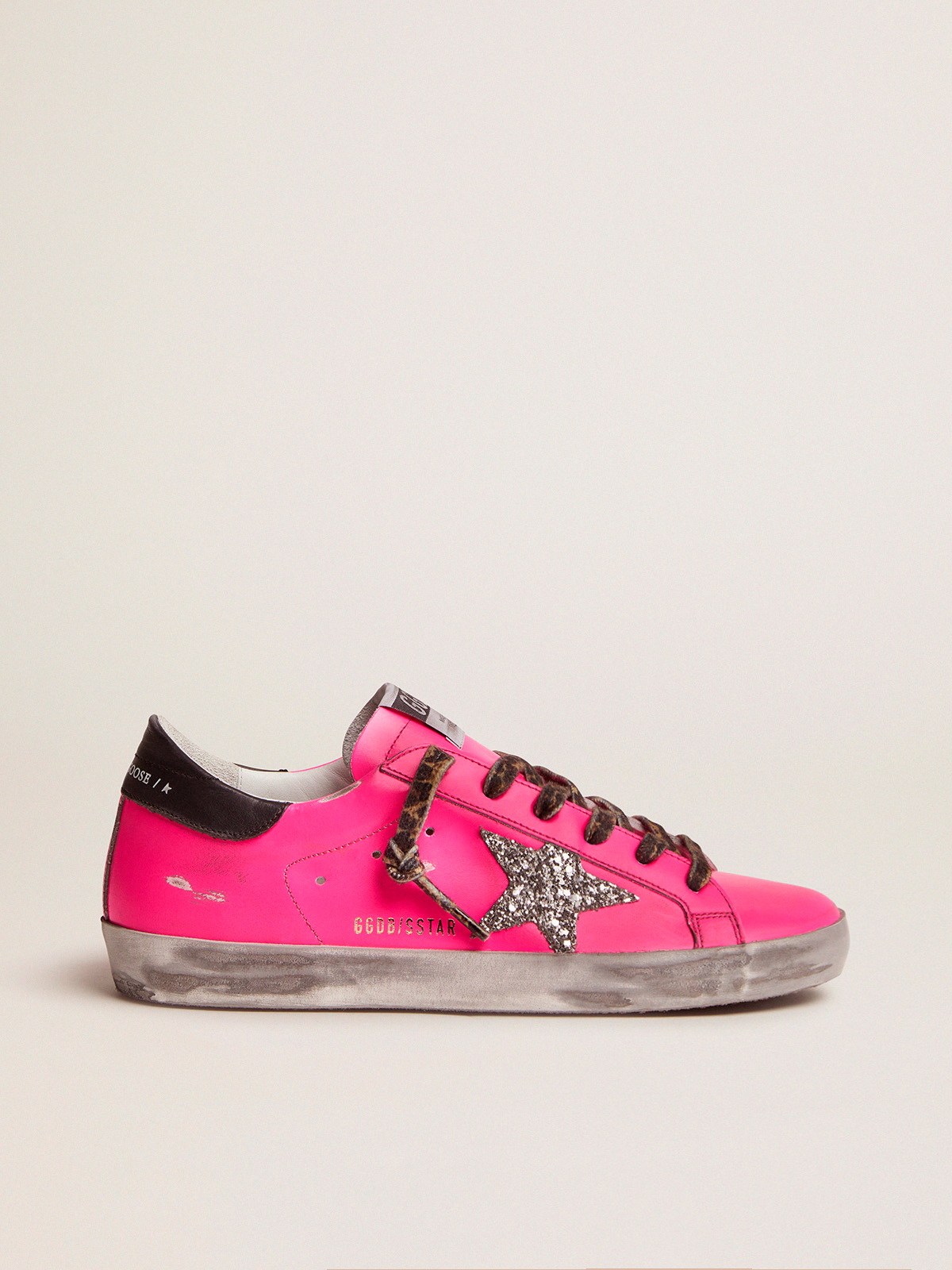 Fuchsia Super Star sneakers with glitter star Golden Goose