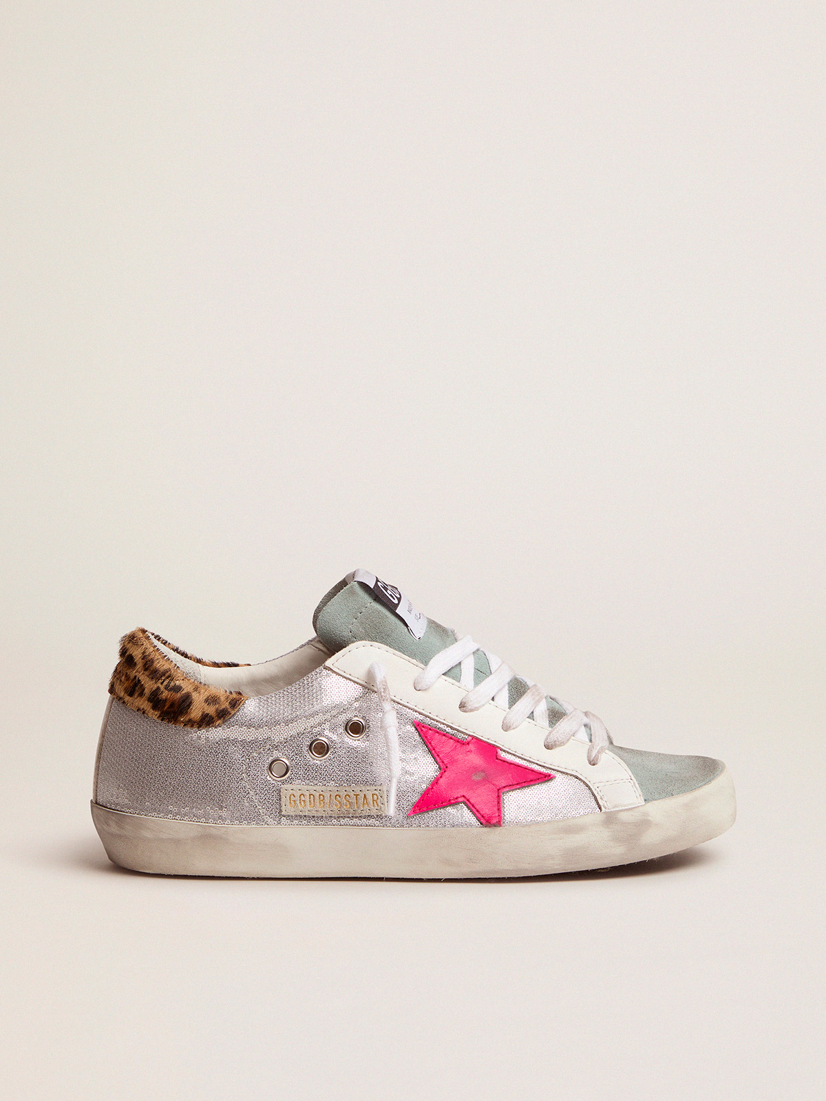 Super-Star sneakers with sequins and leopard-print heel tab | Golden Goose