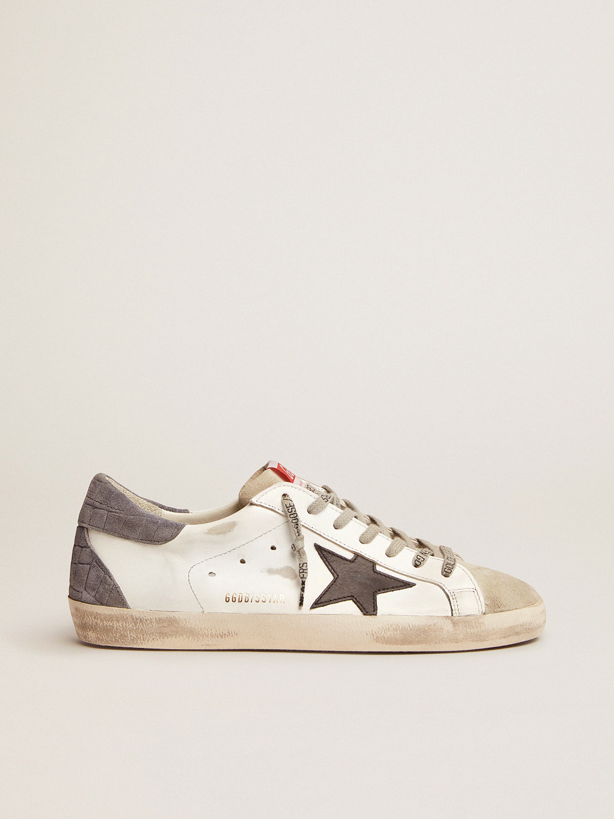 Super Star LTD sneakers with black star and crocodile print heel