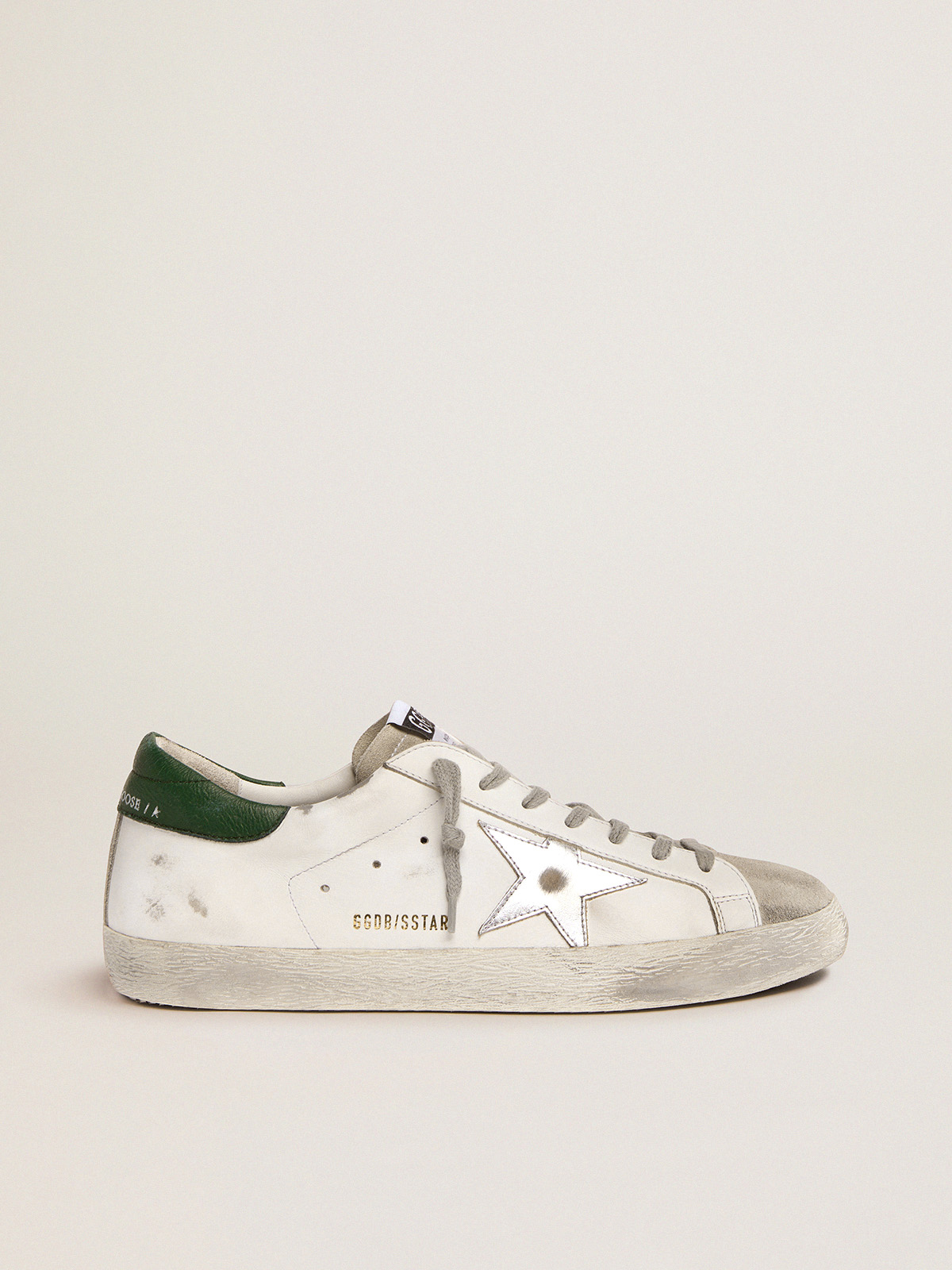 Super-Star sneakers with green leather heel tab and silver star