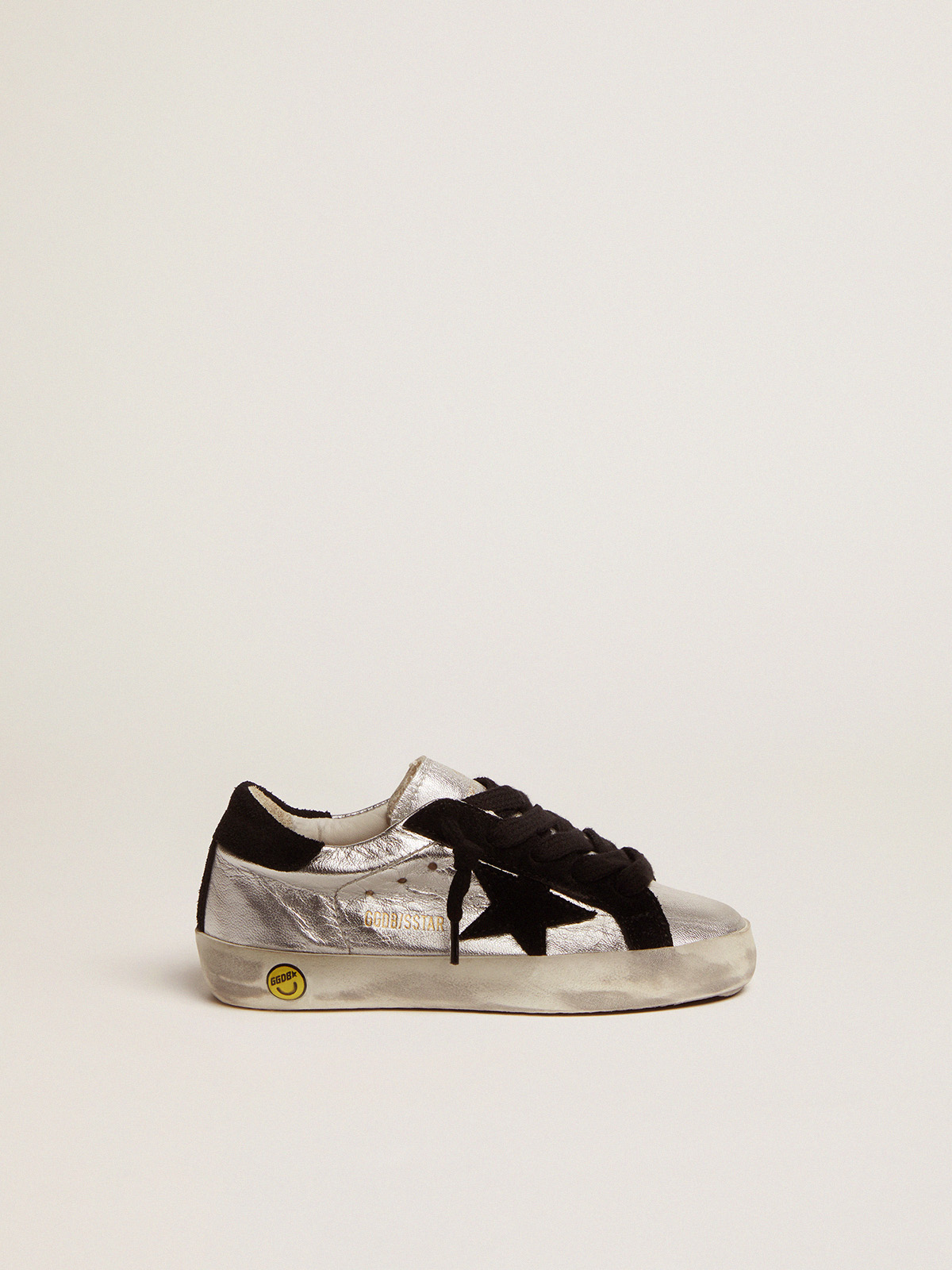Super-Star sneakers in silver leather with suede inserts | Golden Goose