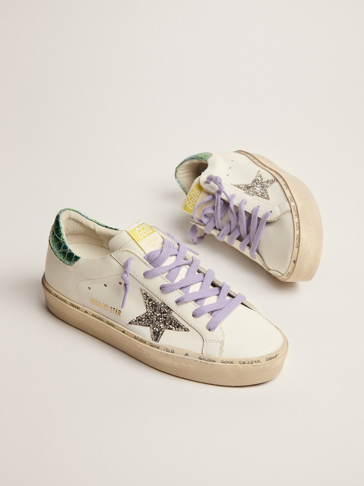 Hi Star LTD sneakers with glitter star and printed heel tab | Golden Goose