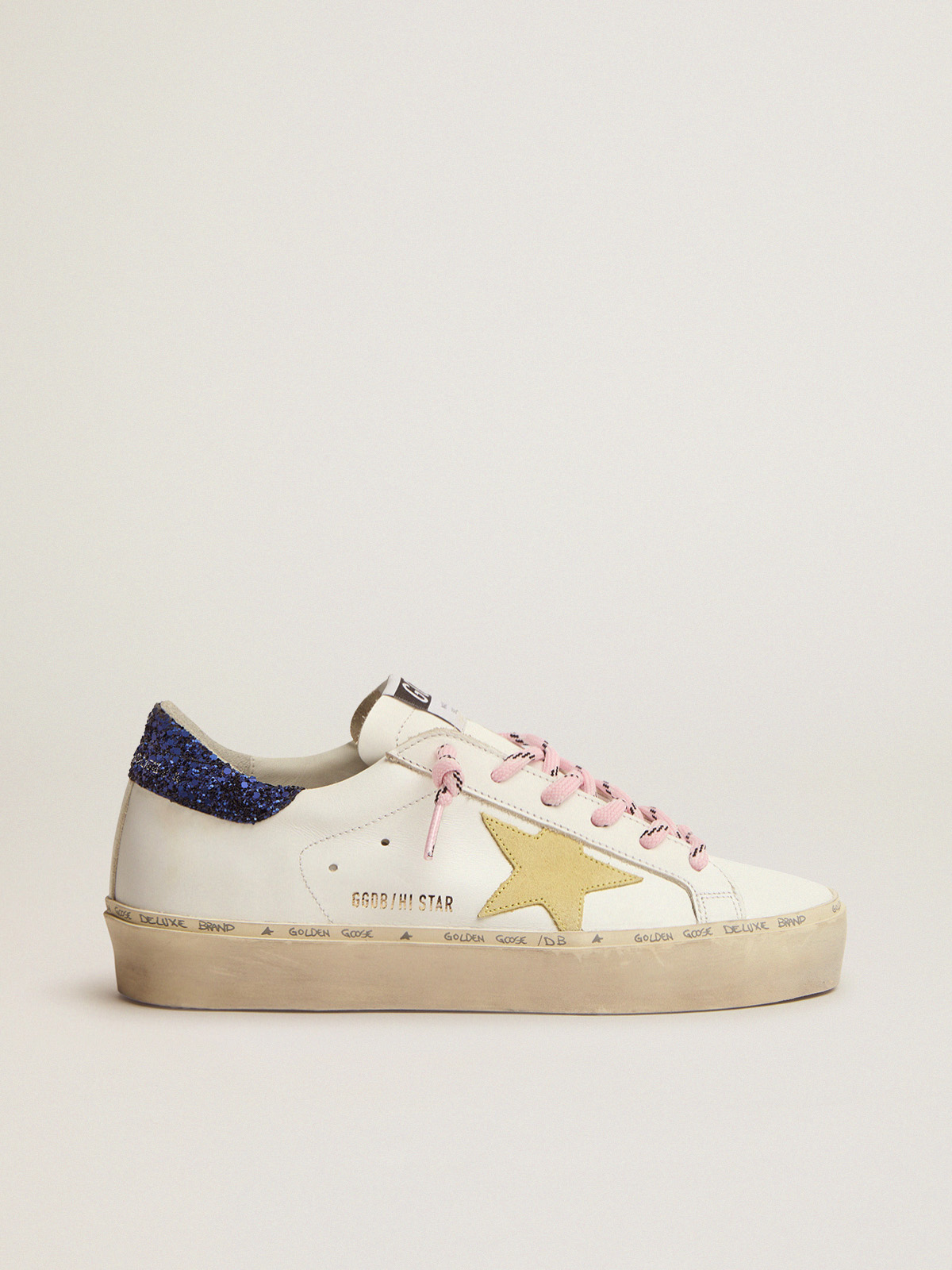 Hi Star LTD sneakers with glitter heel tab and yellow suede star | Golden  Goose