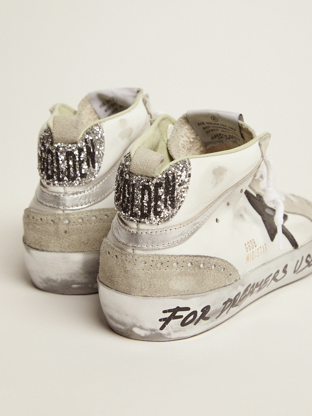 Mid Star LTD sneakers with glitter heel tab and handwritten lettering on  the foxing | Golden Goose