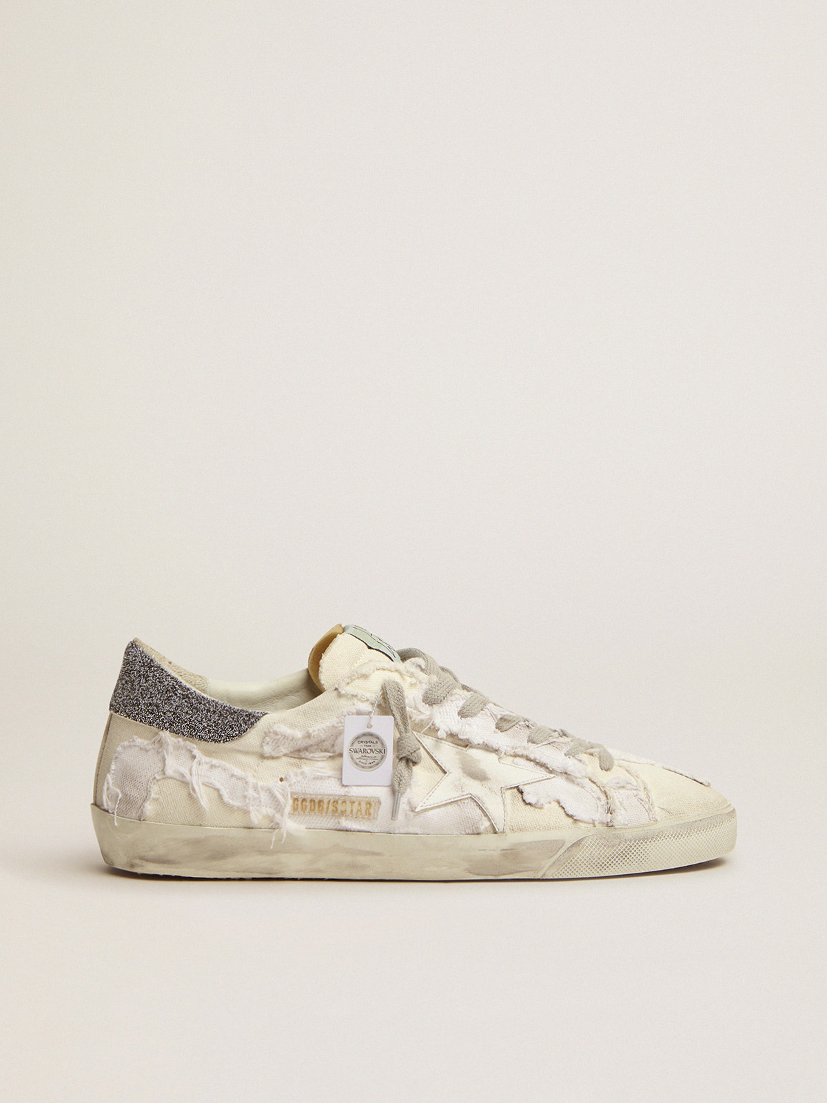 Super-Star white sneakers with Swarovski | Golden