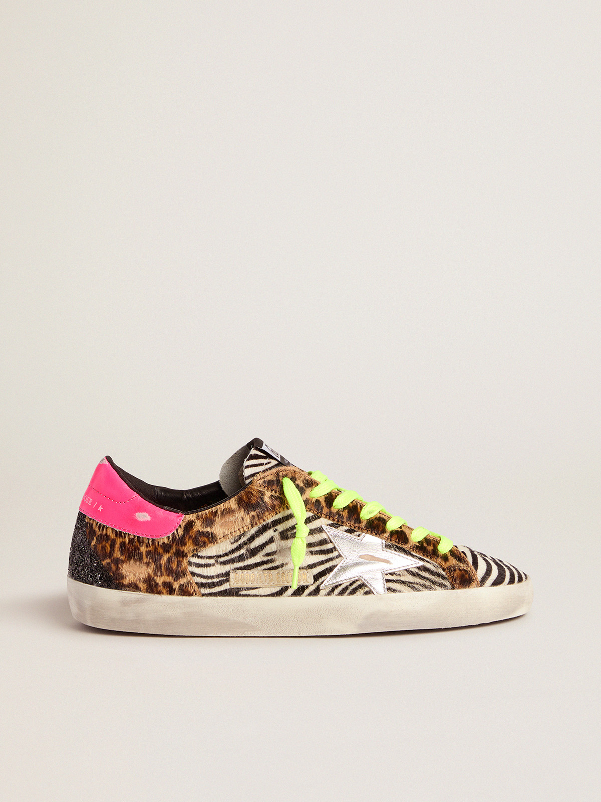 Women\'s Limited Edition LAB glitter animal-print Super-Star sneakers |  Golden Goose