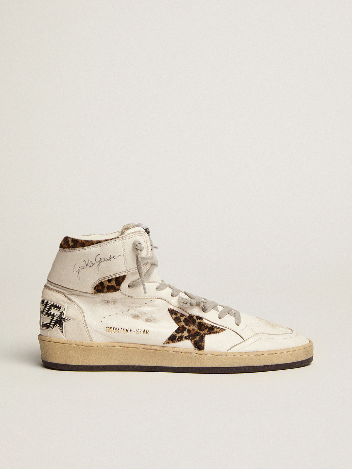 Women\'s Sky-Star high-top sneakers in leopard-print pony skin | Golden Goose