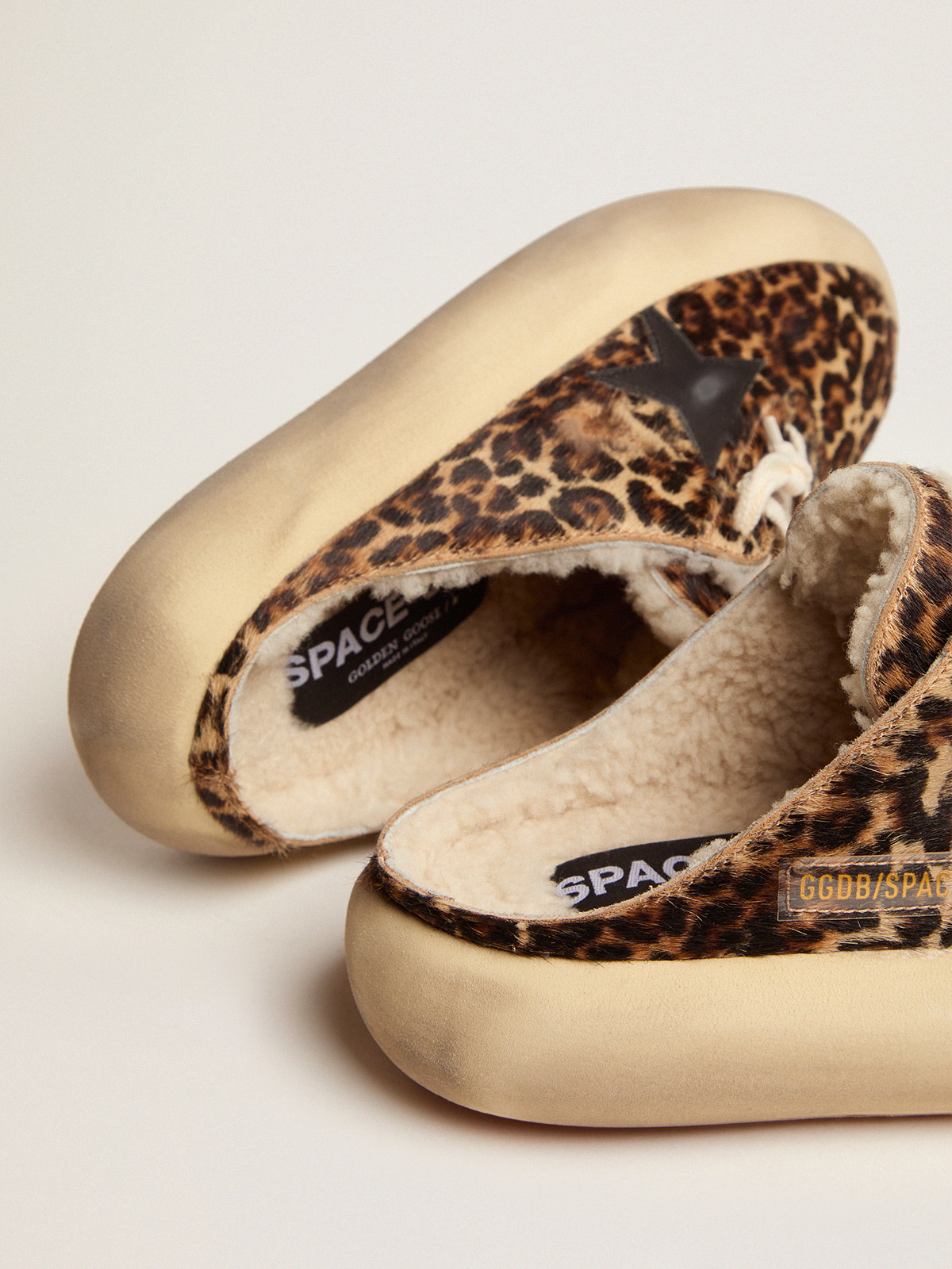 Women\'s Space-Star Sabot in animal print pony skin and shearling lining |  Golden Goose