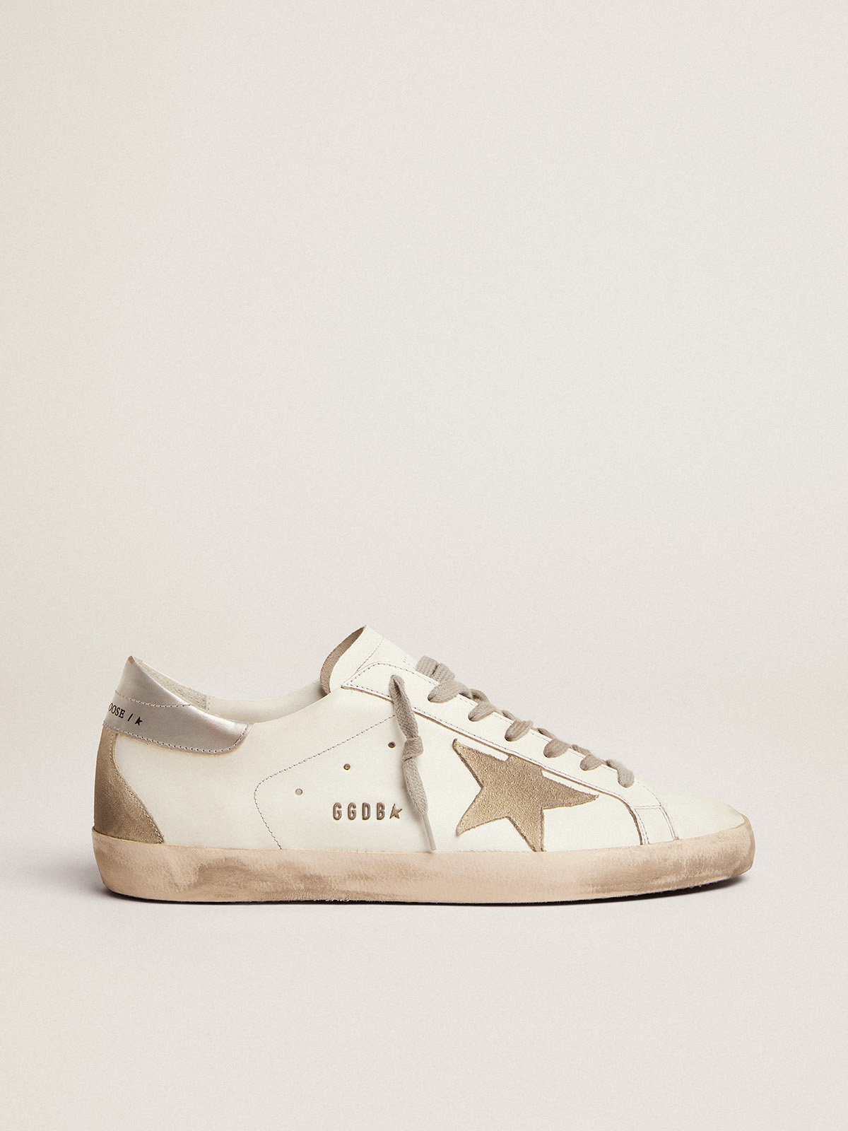 Men's Super-Star with silver heel tab and lettering | Golden Goose