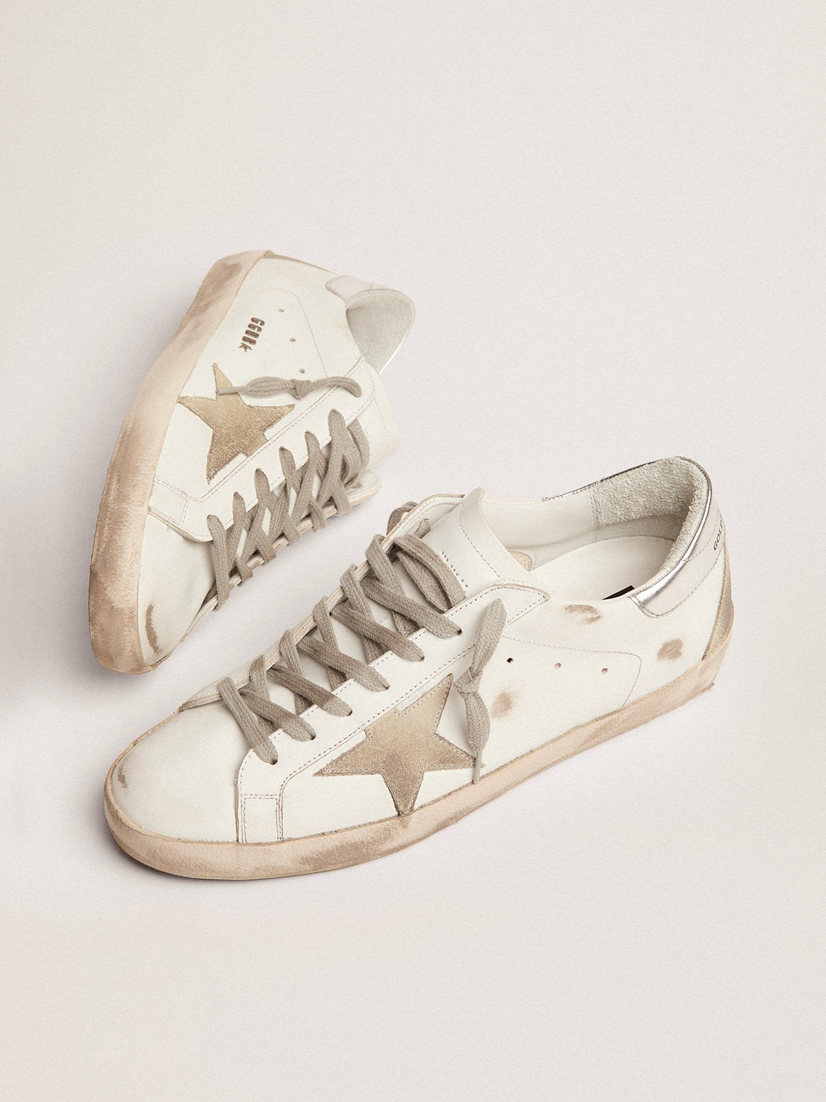 Men's Super-Star with silver heel tab and lettering | Golden Goose