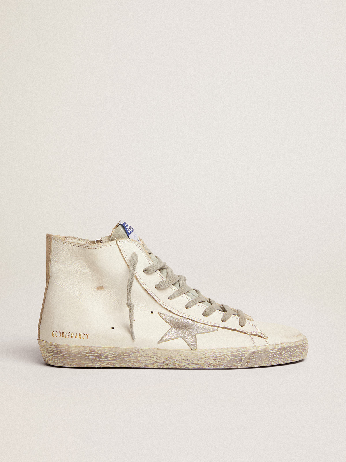 Men's Francy in leather with silver suede star | Golden Goose