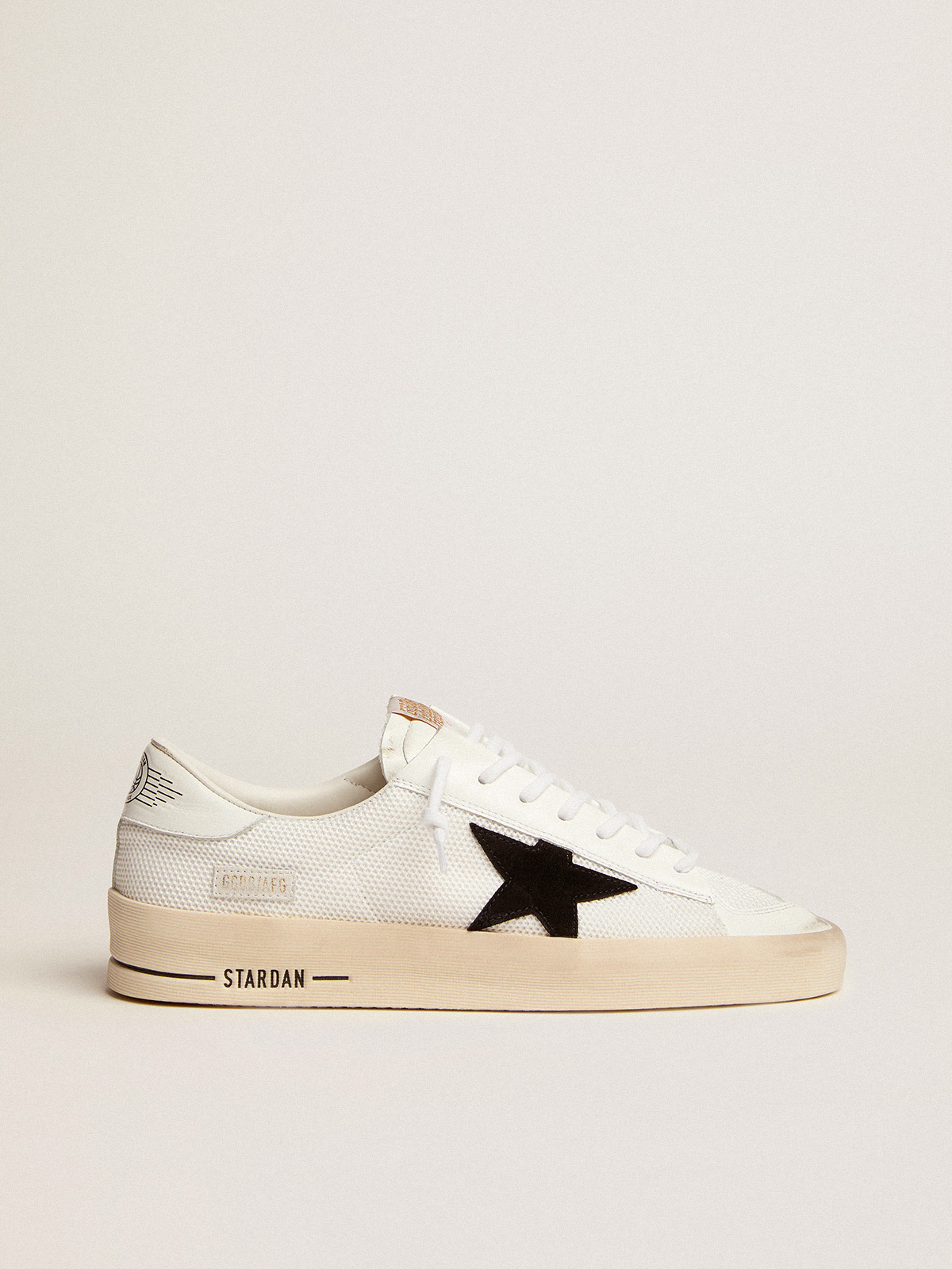 Men s Stardan in white mesh with black suede star Golden Goose