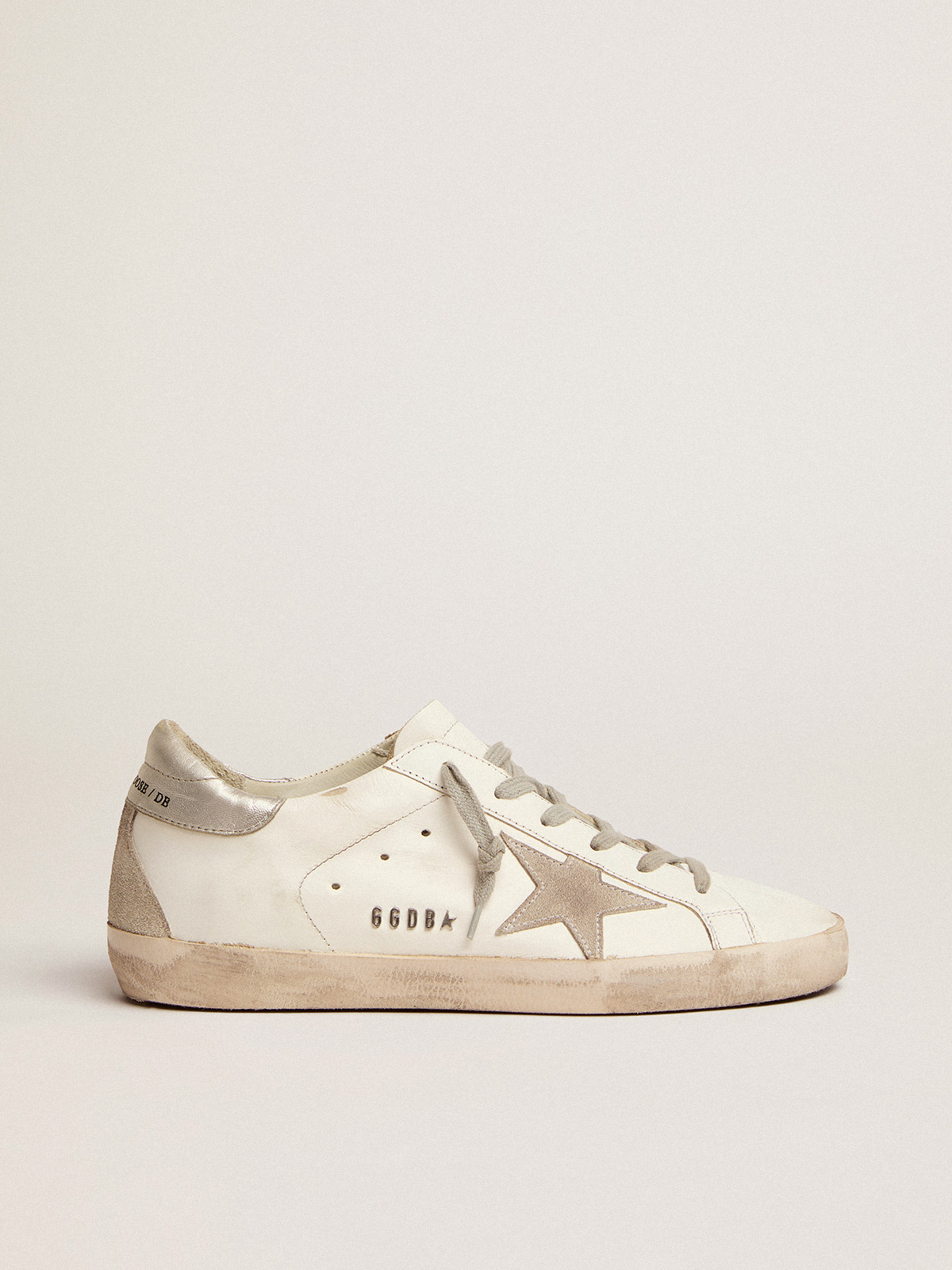 GOLDEN GOOSE Superstar distressed metallic leather and suede