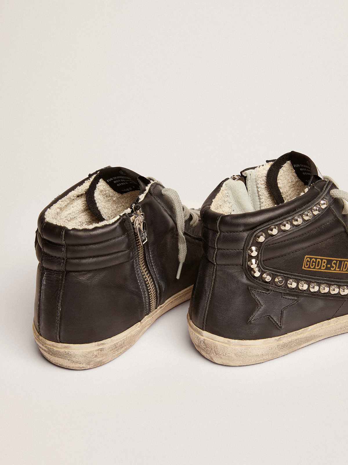 Golden goose black studded sales slides