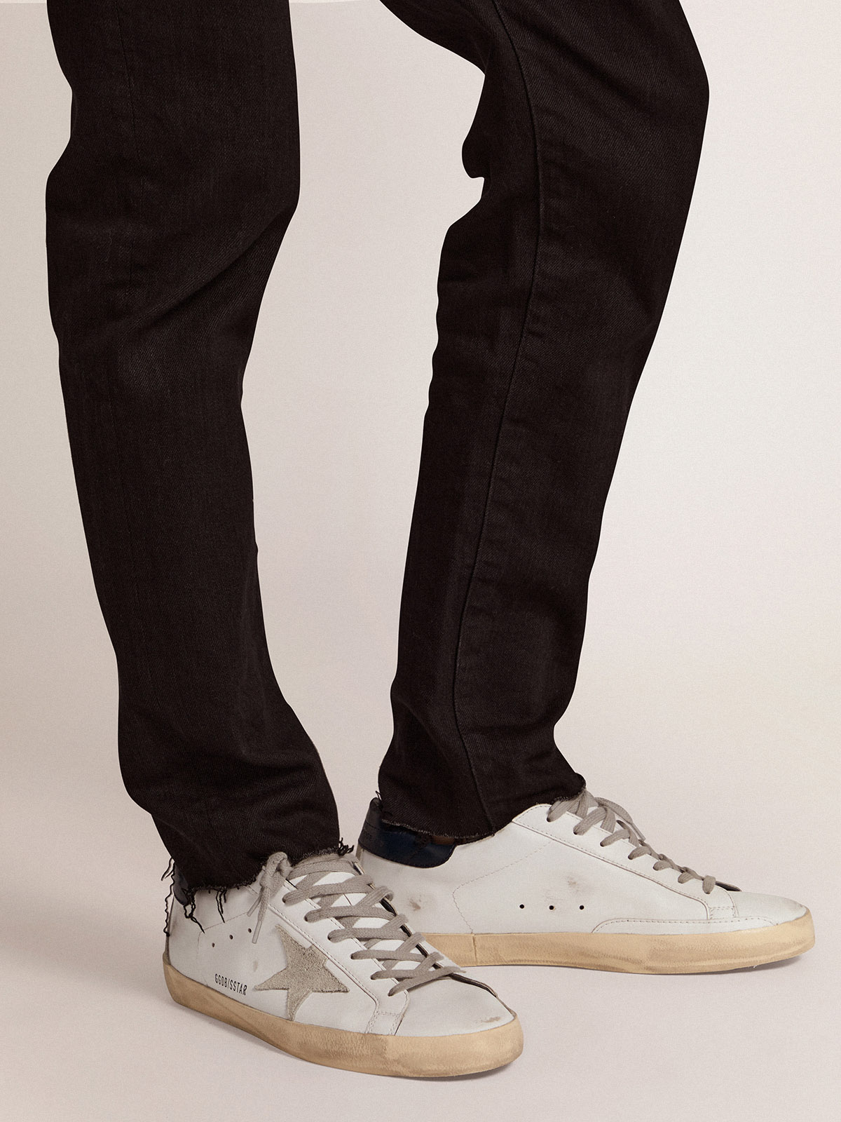 Men\'s Super-Star with suede star and blue heel tab | Golden Goose