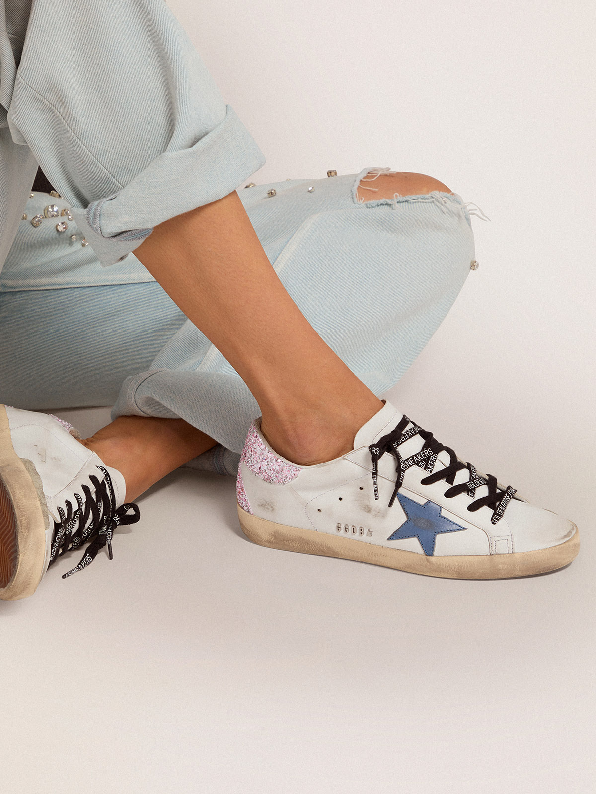 Golden goose sneakers blue hot sale glitter