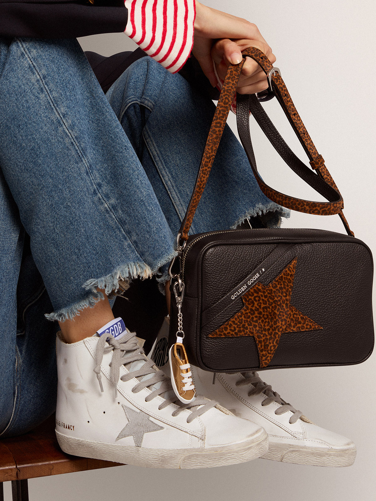 Women\'s Francy leather with suede star | Golden Goose
