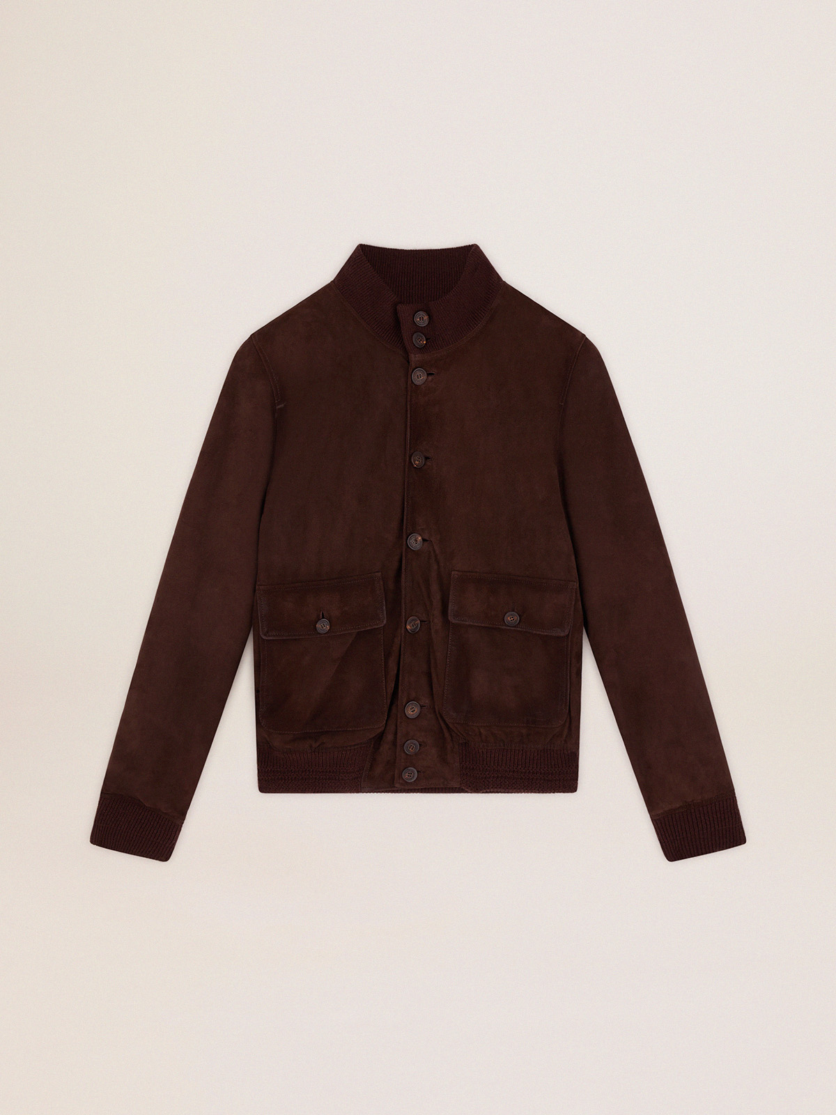 Golden Collection flight jacket in dark brown suede Golden Goose