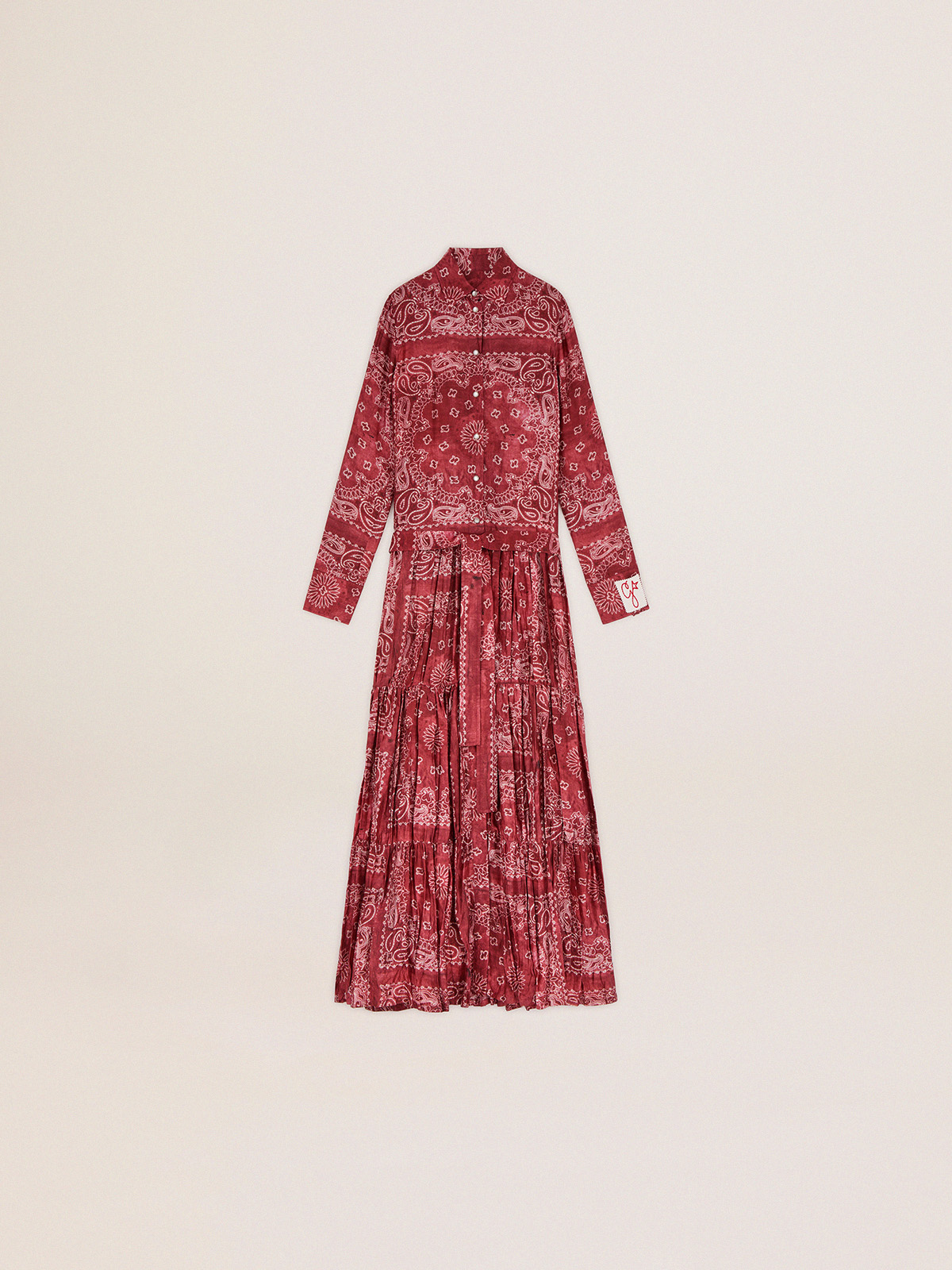 Women's burgundy shirt dress with paisley print | Golden Goose