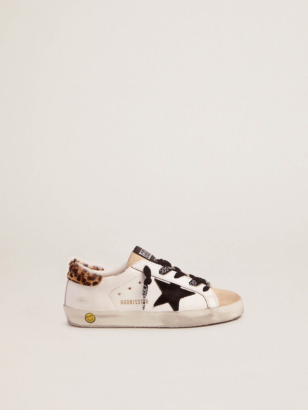 Young Super-Star sneakers with leopard-print pony skin heel tab and black  star | Golden Goose