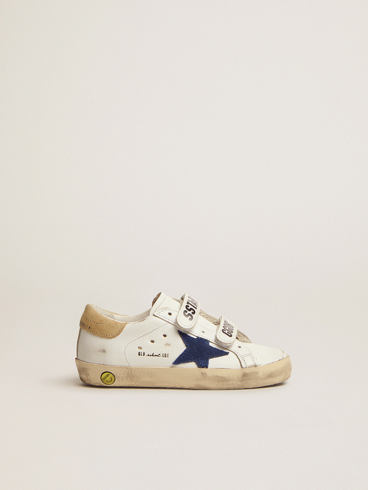 Young Old School sneakers with sand colored heel tab and blue star