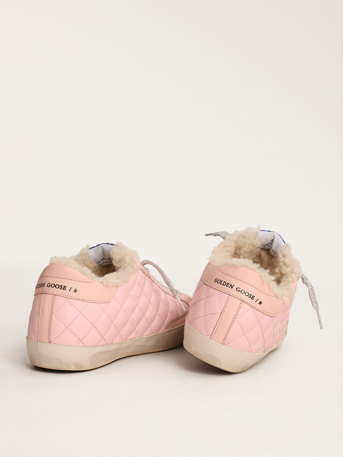 Super-Star sneakers in pink quilted leather with shearling lining | Golden  Goose
