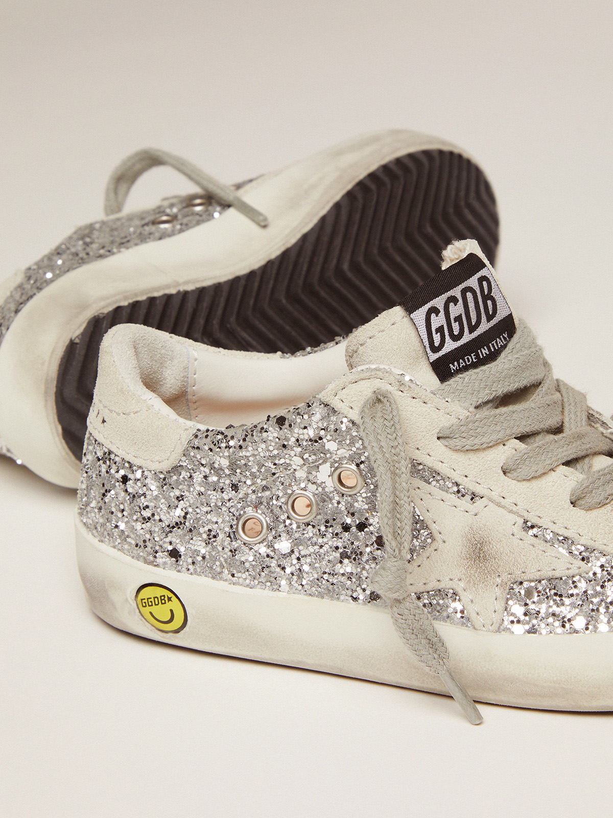 Super-Star sneakers with silver glitter | Golden Goose