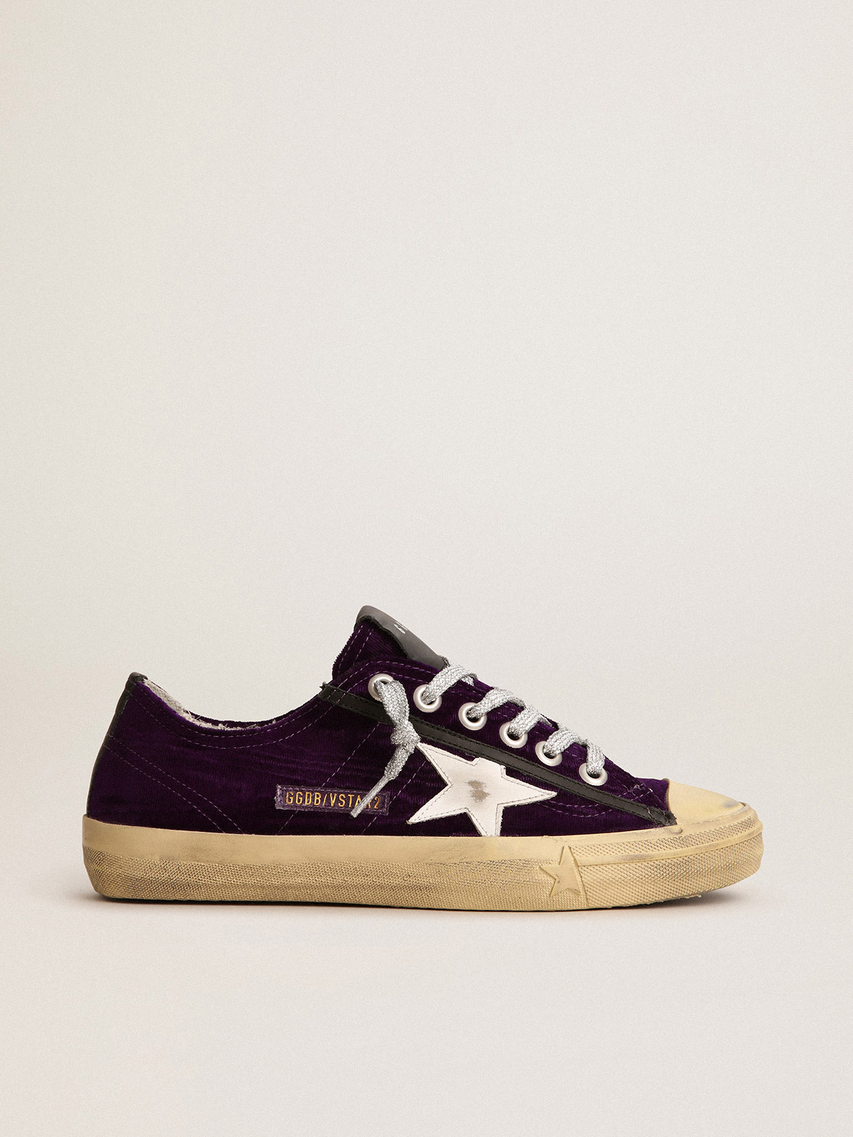 Women s V Star LTD in purple velvet with white leather star