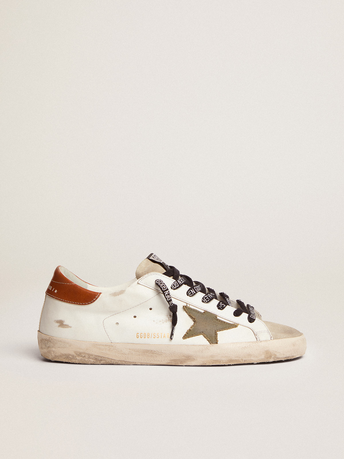 Men's Super-Star with star in olive green canvas | Golden Goose