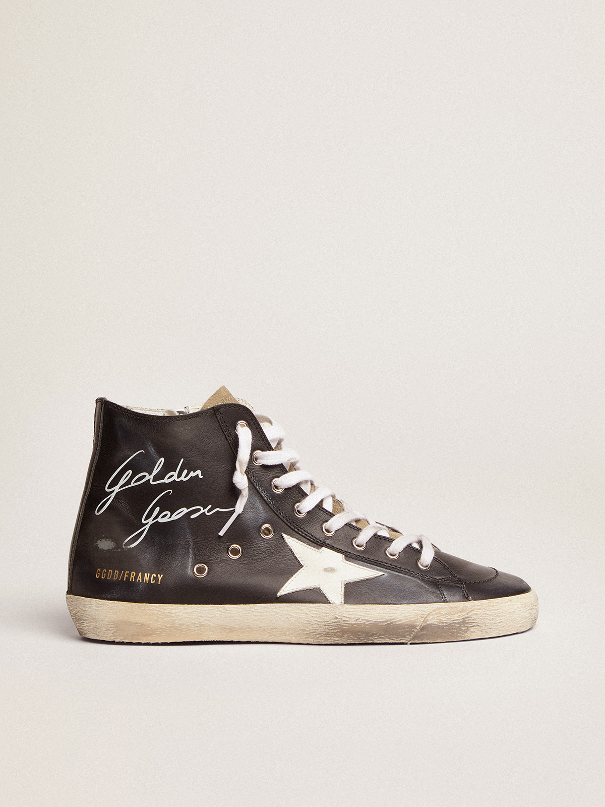 Women's Francy with black leather upper and white star | Golden Goose