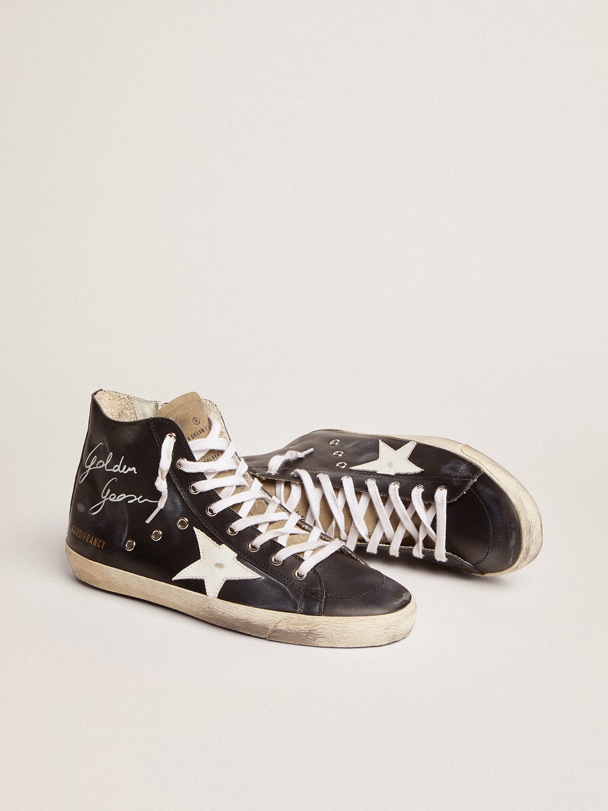 Women's Francy with black leather upper and white star | Golden Goose