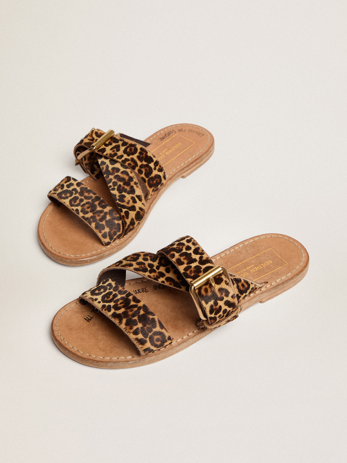 Leopard calf hair store sandals