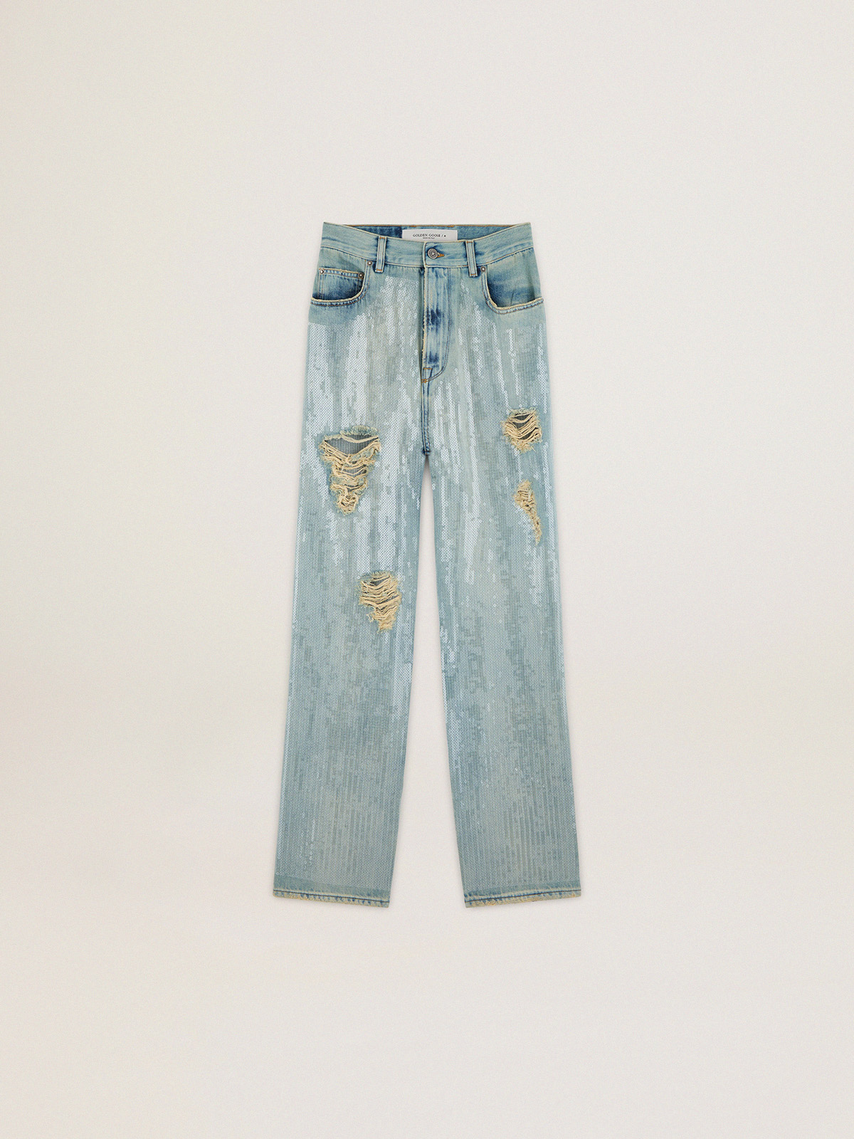 Journey Collection jeans in distressed-effect light blue denim