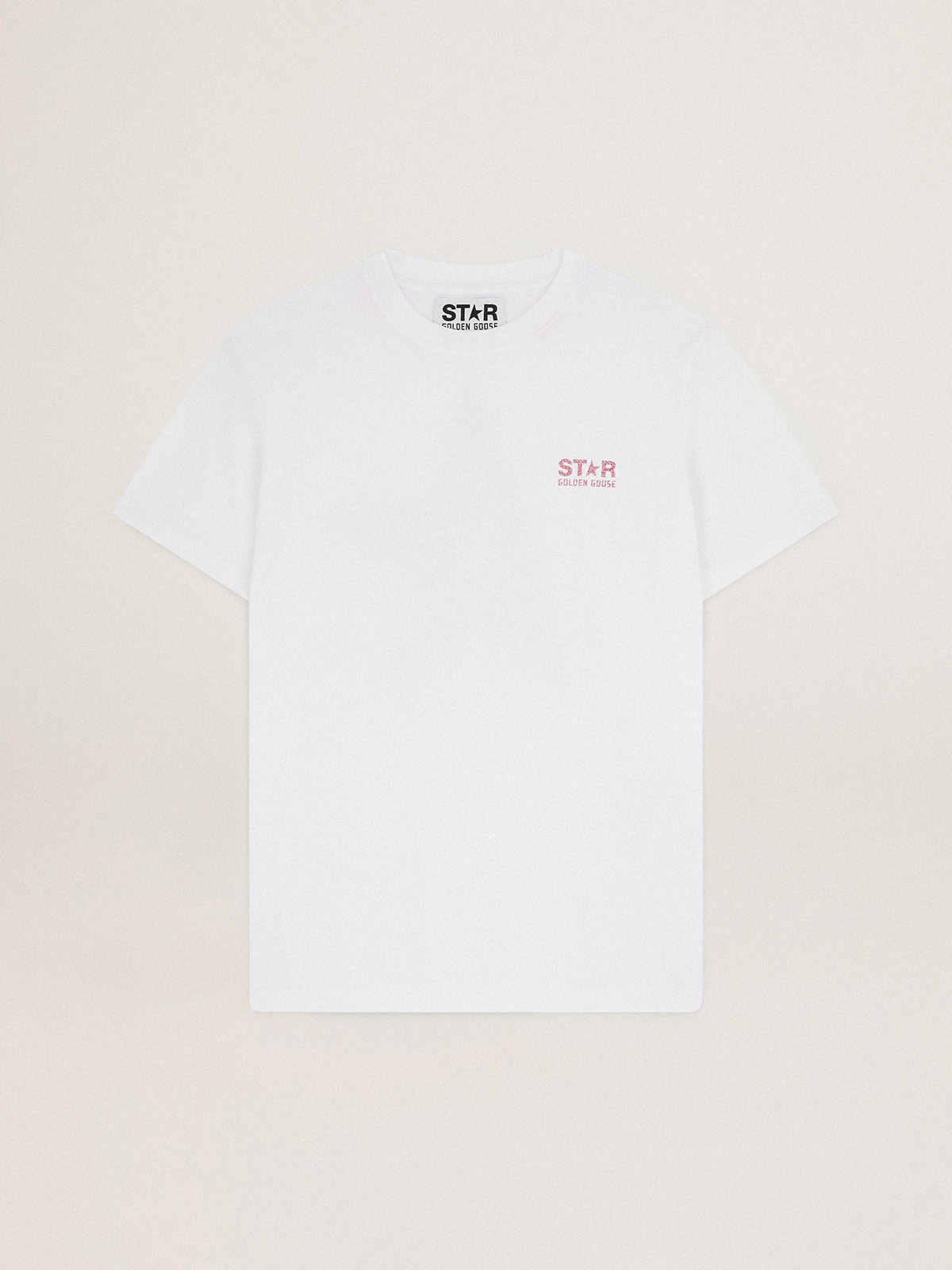 Europa Kaap Omdat White Star Collection T-shirt with logo and star in pink glitter | Golden  Goose