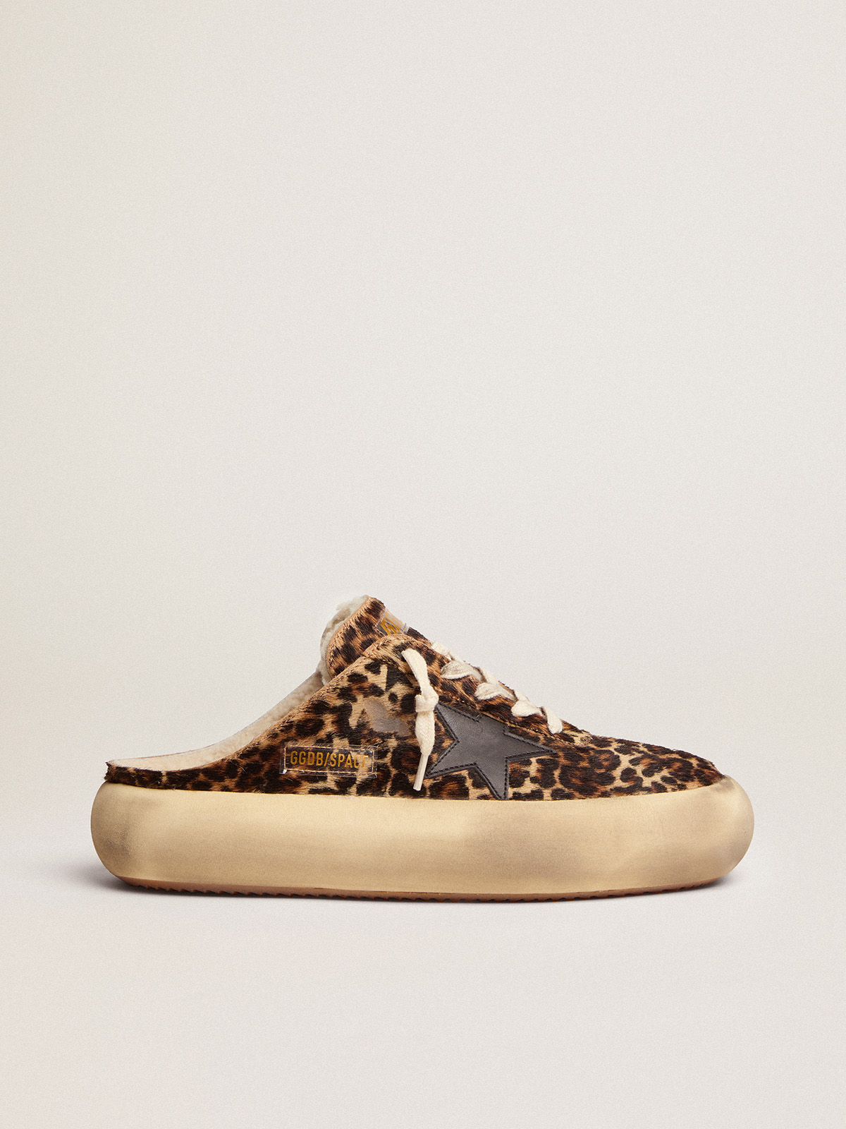 Women\'s Space-Star Sabot in animal print pony skin and shearling lining |  Golden Goose